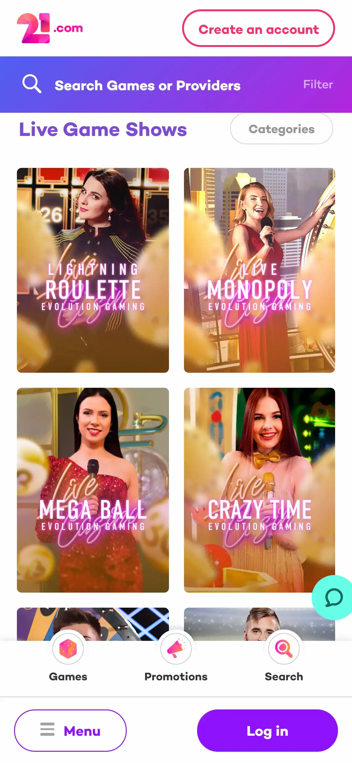 21.com Casino Mobile Live Dealer Games Review