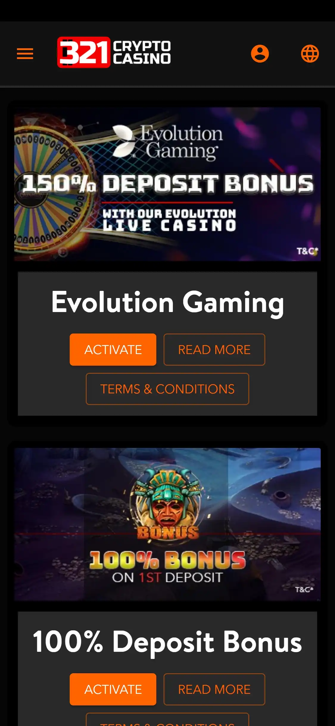 321 Crypto Casino Mobile No Deposit Bonus Review