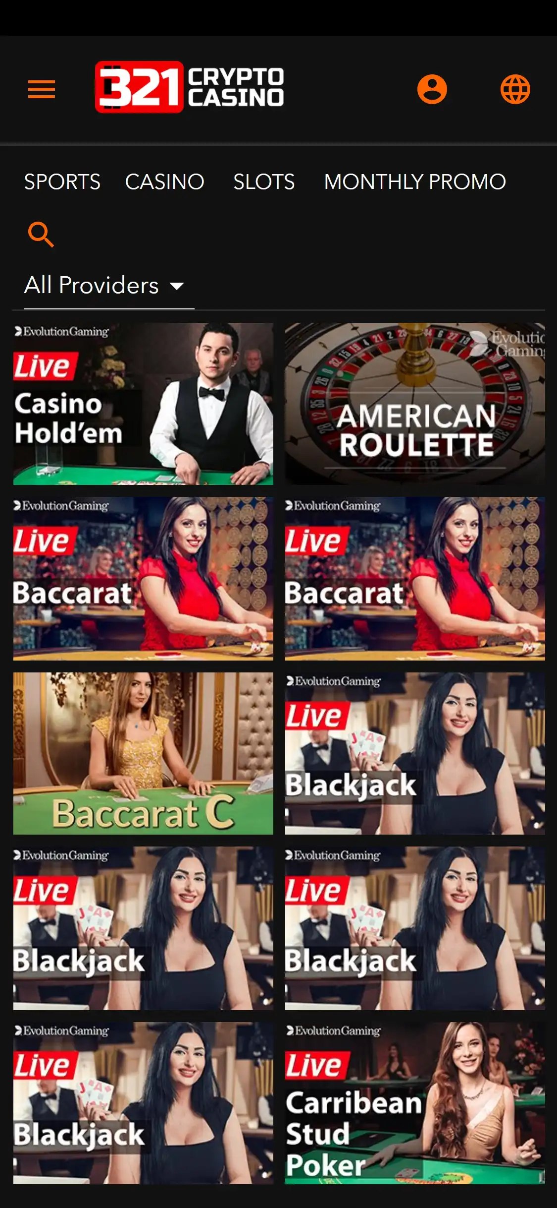 321 Crypto Casino Mobile Live Dealer Games Review