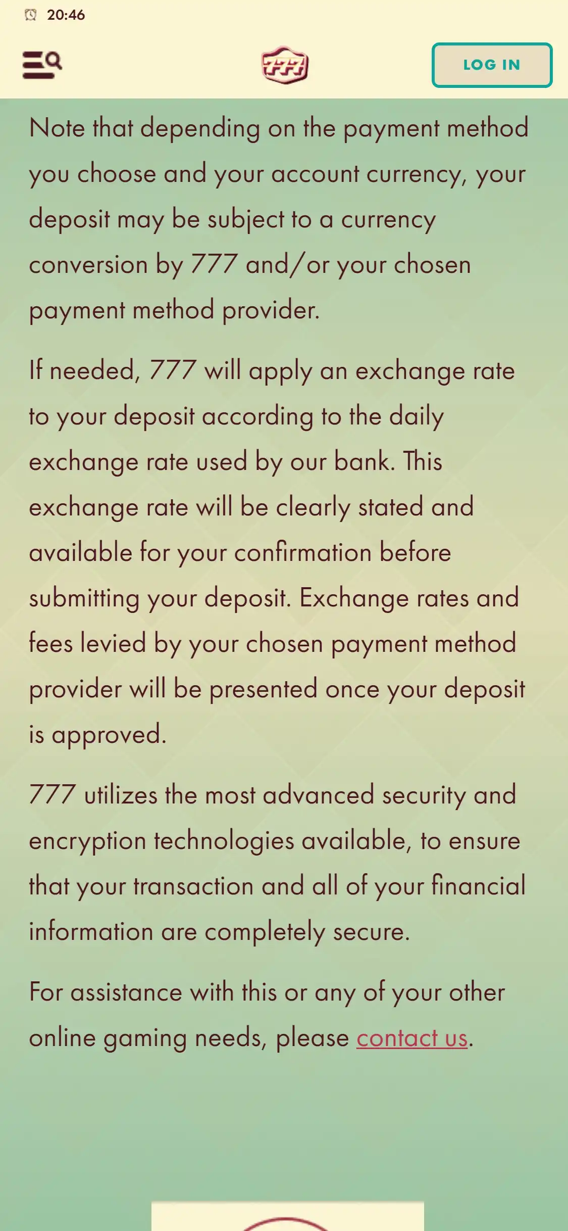 777 Casino Mobile Payment Methods Review