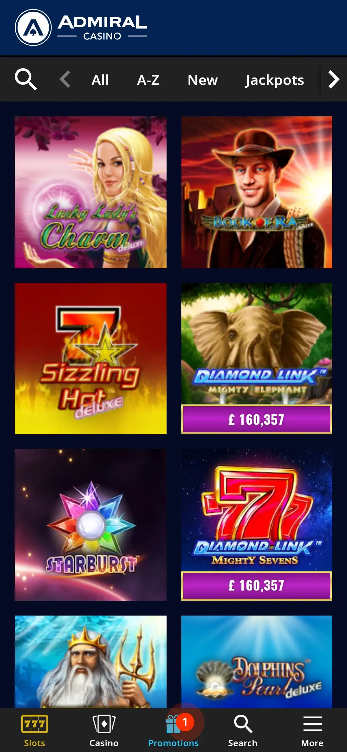 Admiral Casino Mobile Games Review