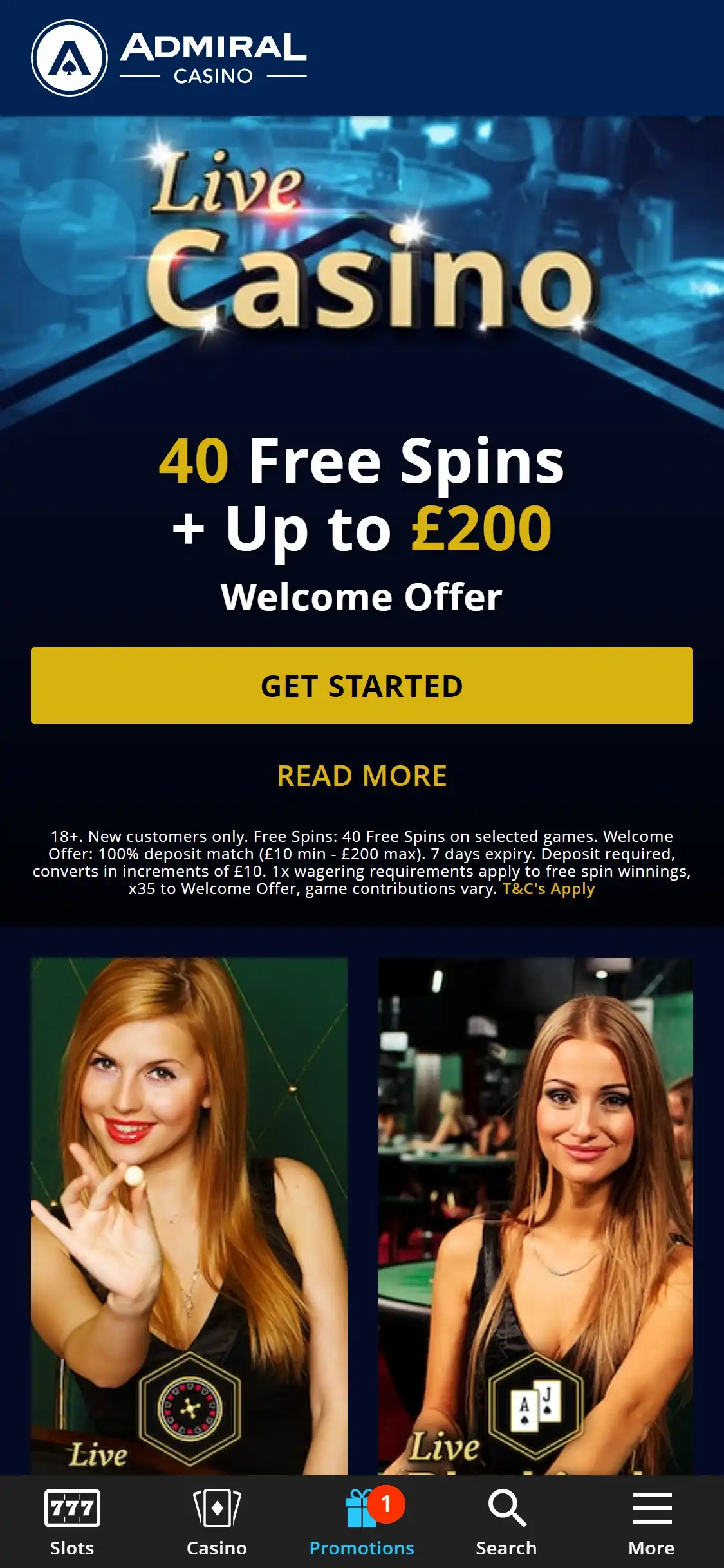 Admiral Casino Mobile Live Dealer Games Review