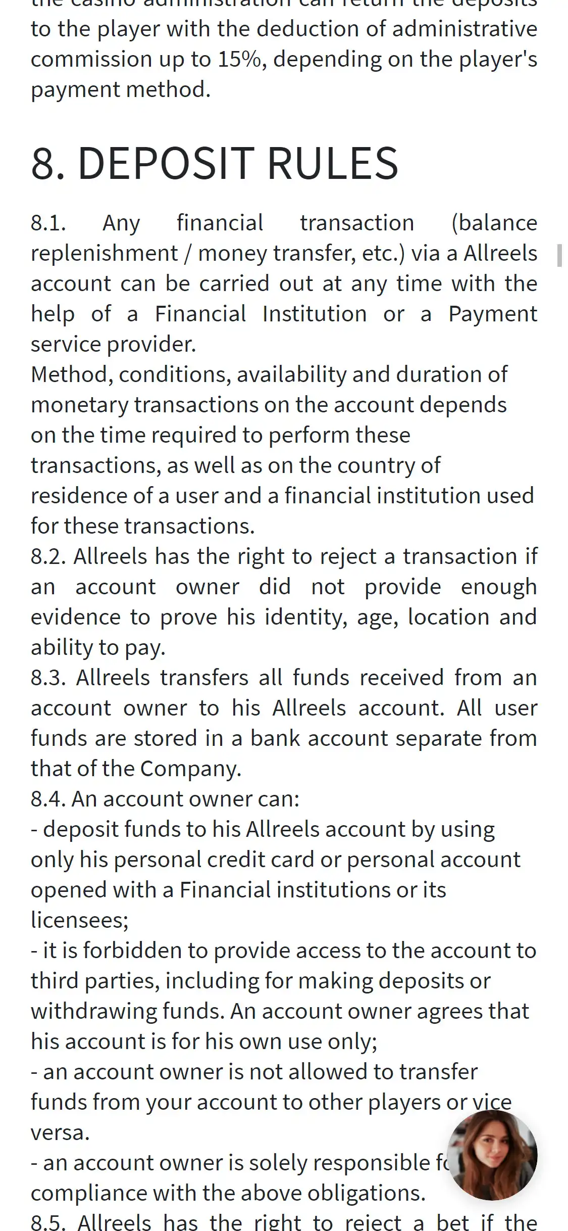 AllReels Casino Mobile Payment Methods Review