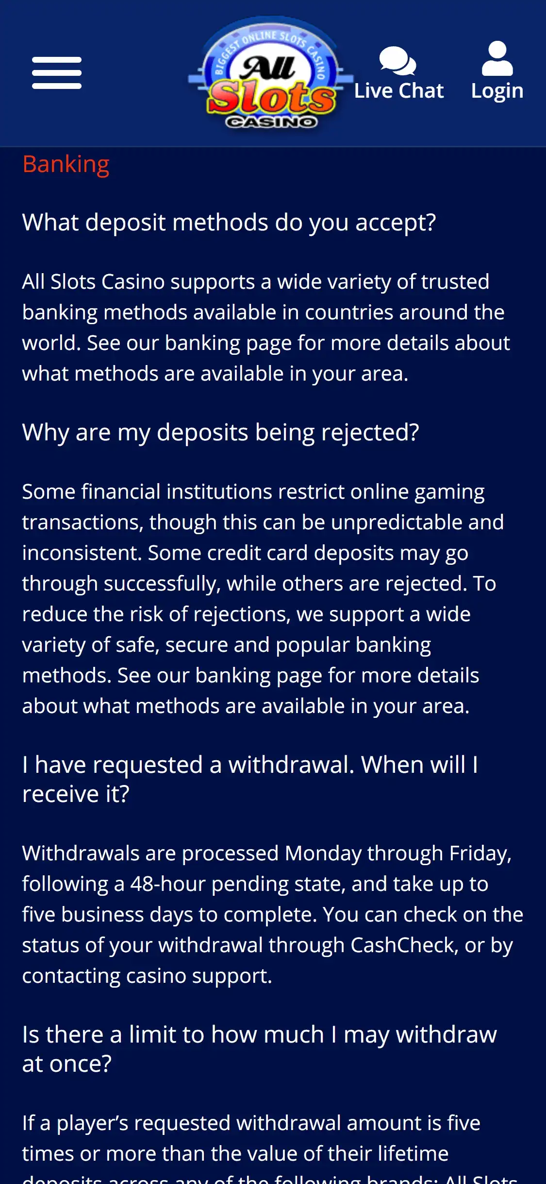 All Slots Casino Mobile Payment Methods Review