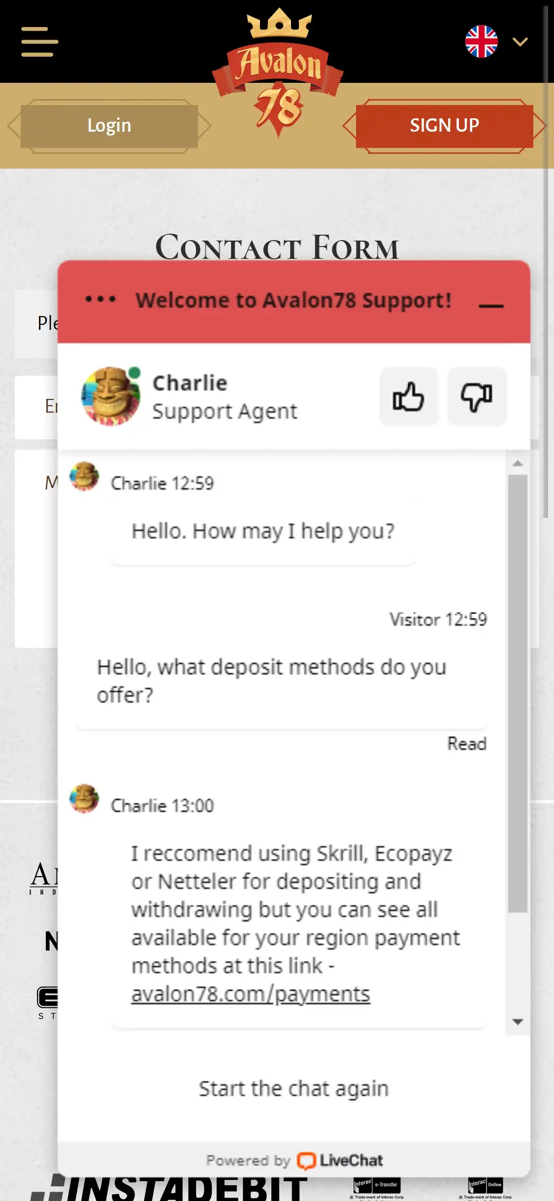 Avalon78 Mobile Support Review