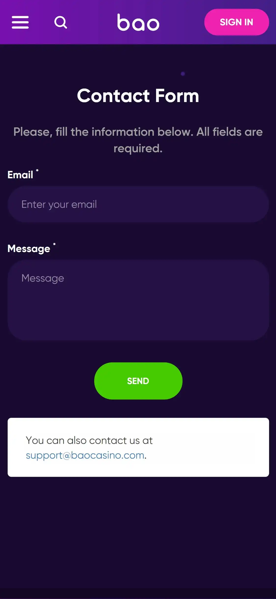BAO Casino Mobile Support Review