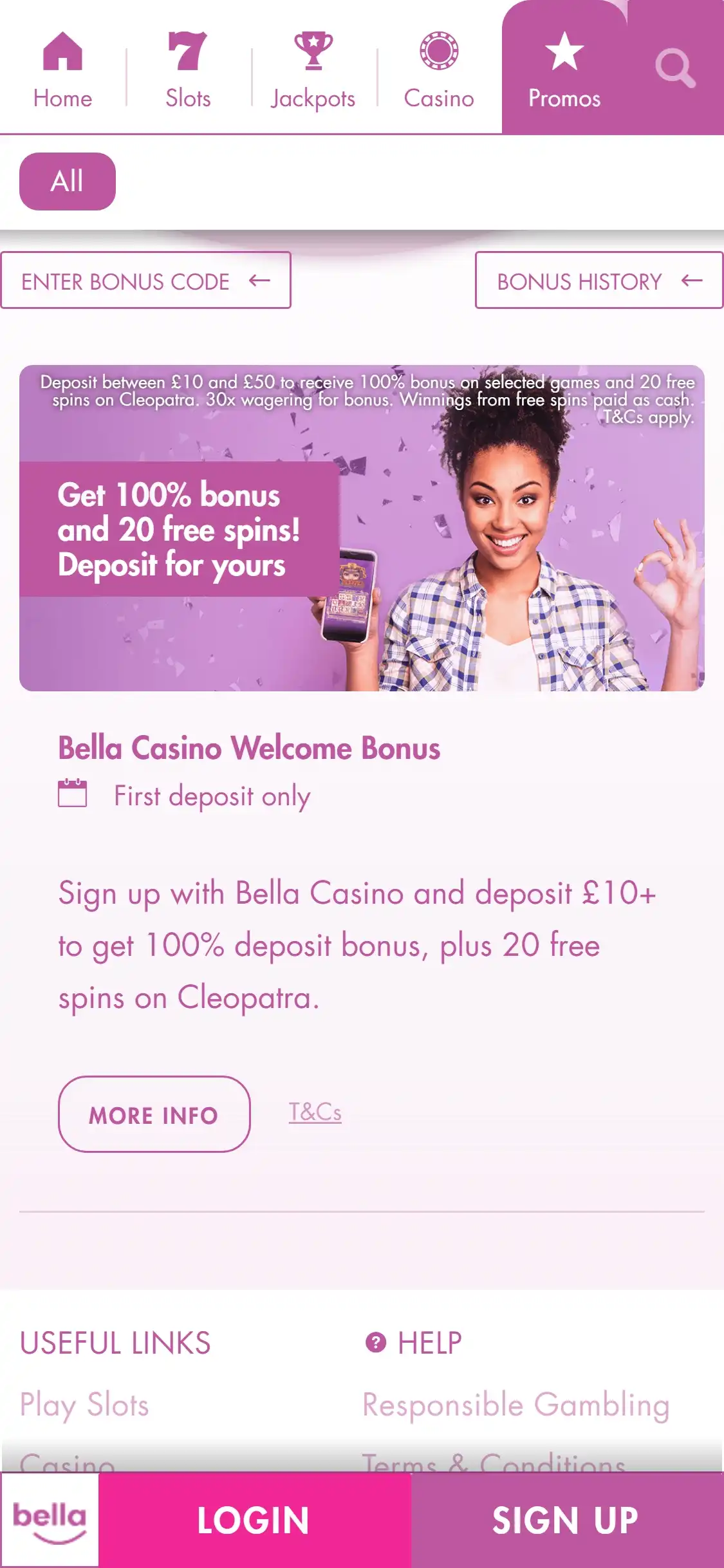 Bella Casino Mobile No Deposit Bonus Review