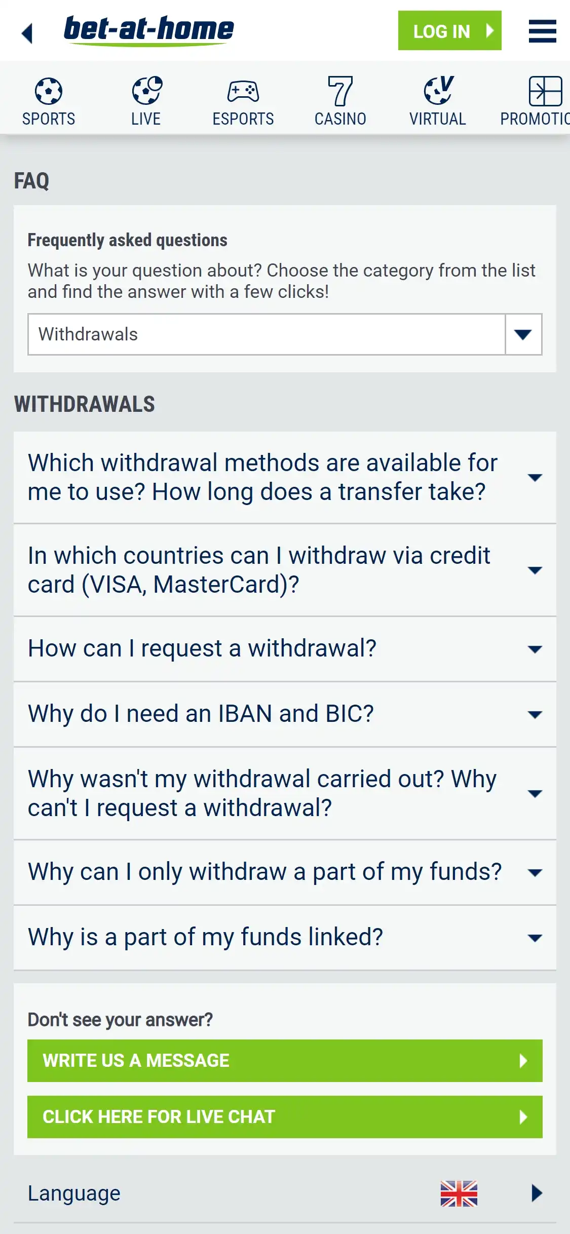Bet at Home Casino Mobile Support Review