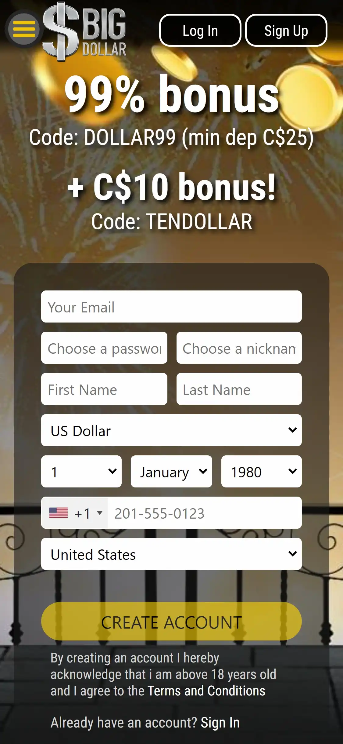 Big Dollar Casino Mobile Review