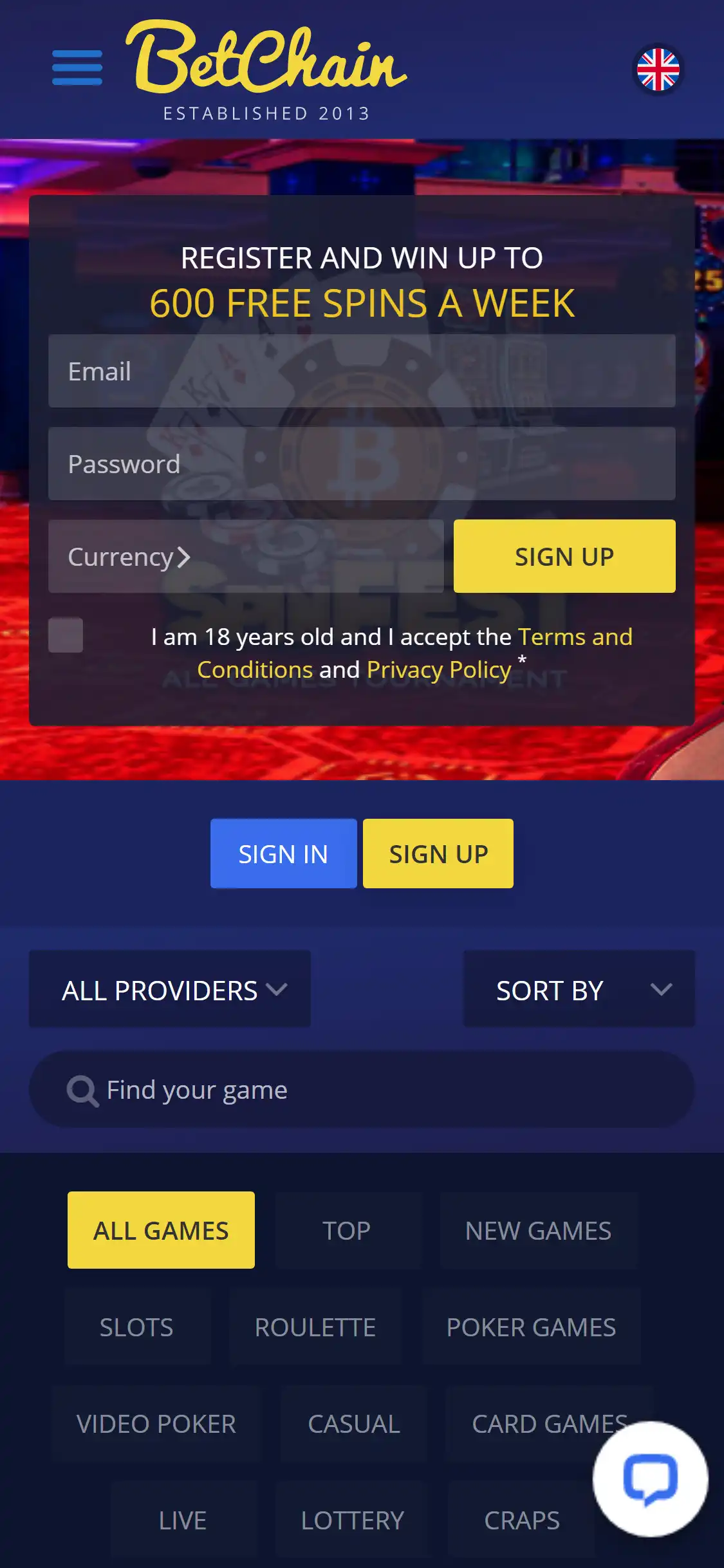 BetChain Casino Mobile Login Review