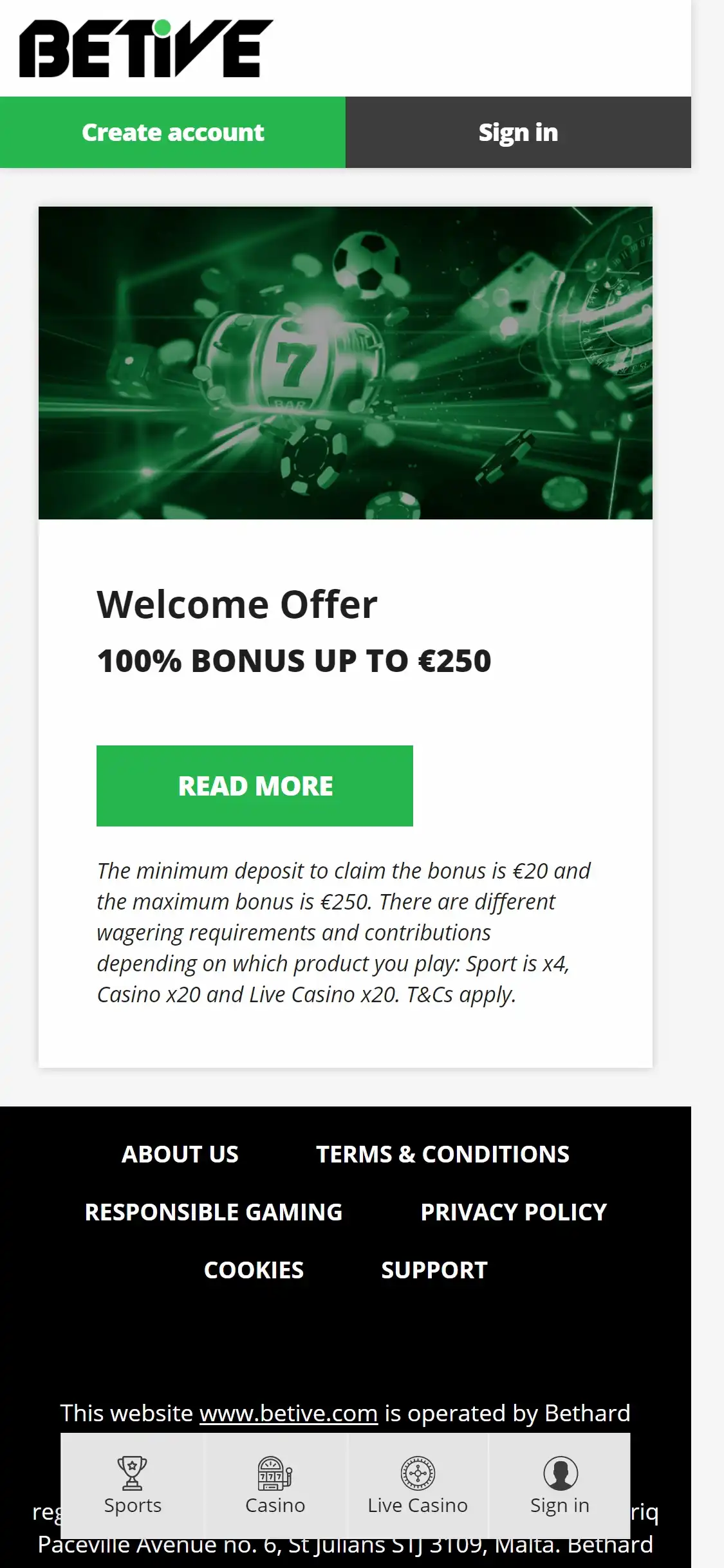 Betive Casino Mobile No Deposit Bonus Review