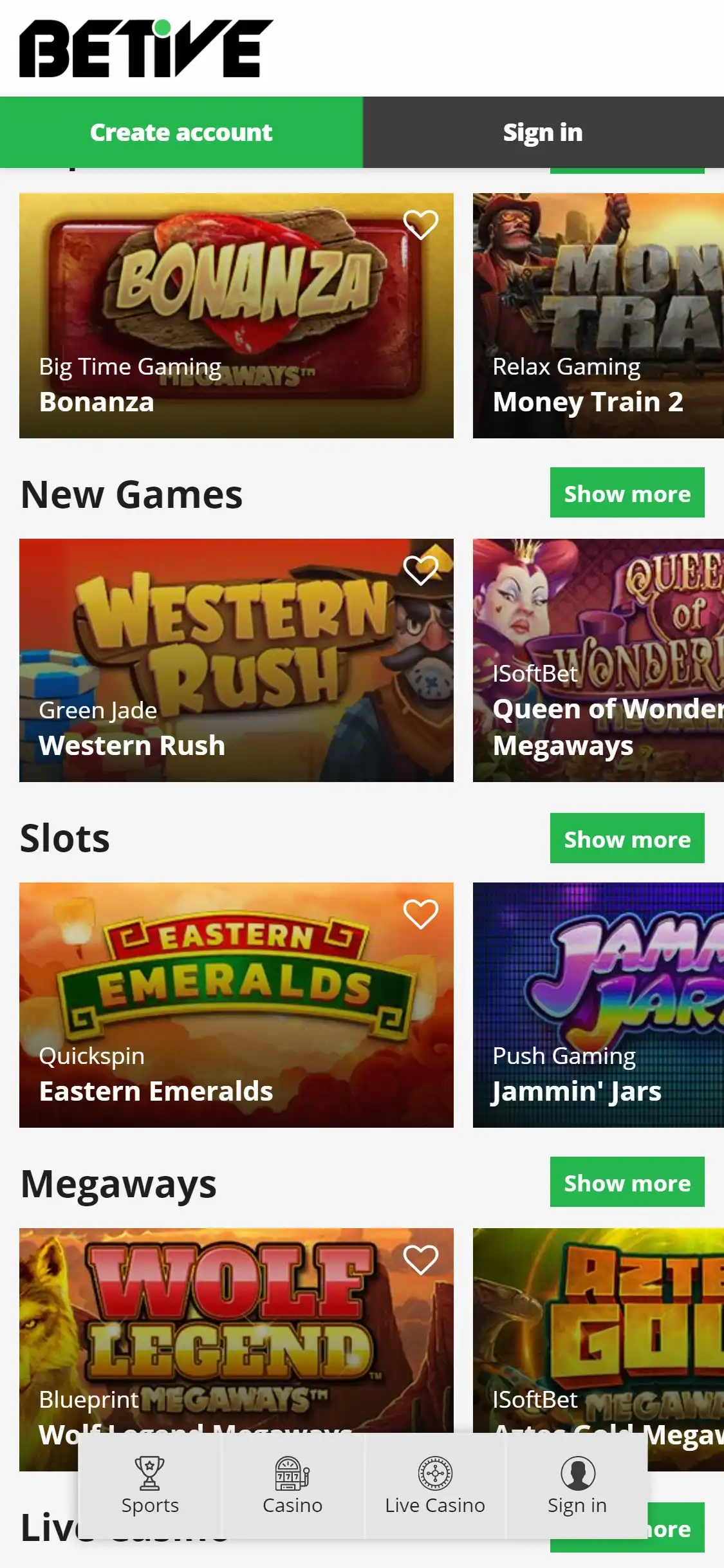 Betive Casino Mobile Games Review