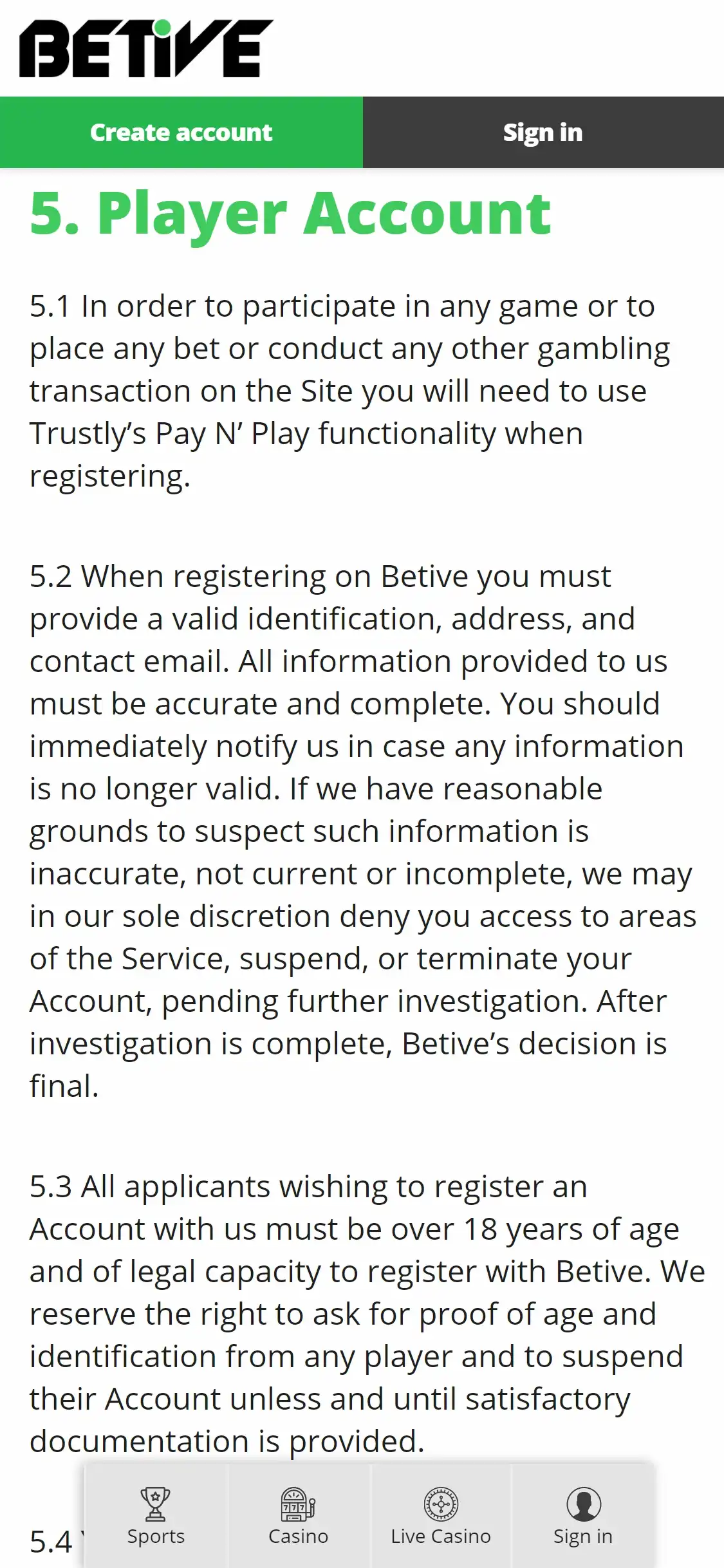 Betive Casino Mobile Support Review