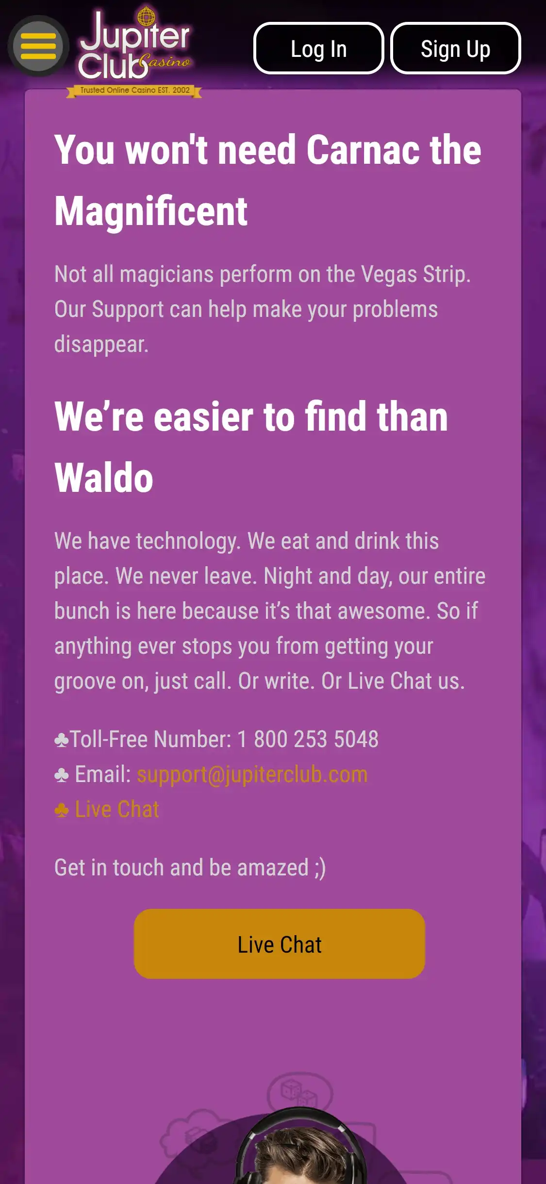 Jupiter Club Casino Mobile Support Review