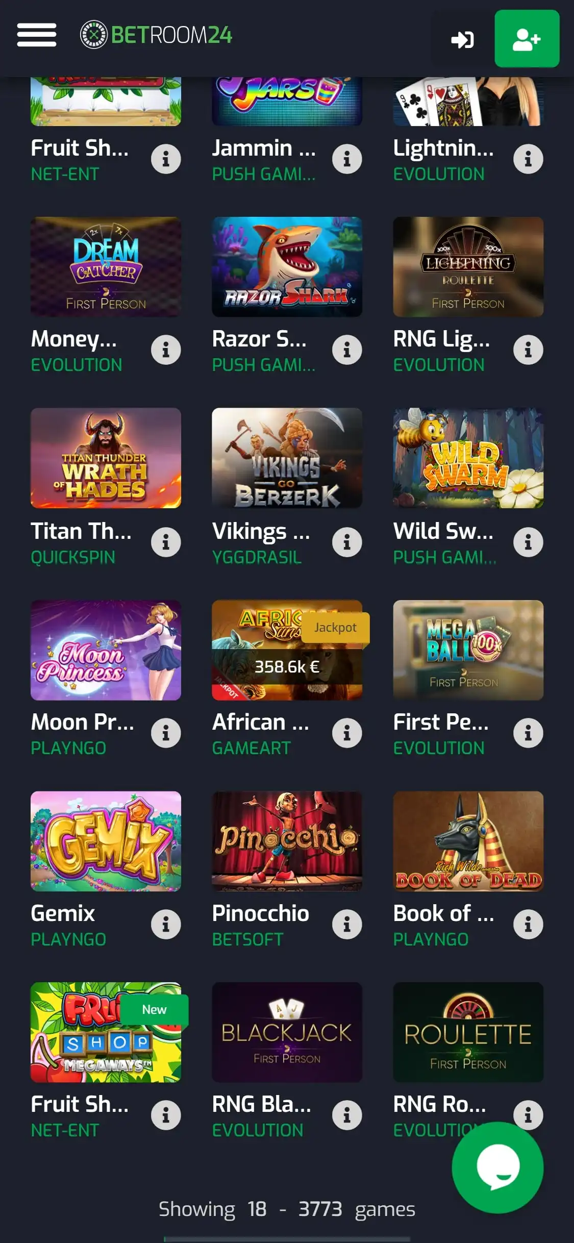 Betroom24 Casino Mobile Games Review