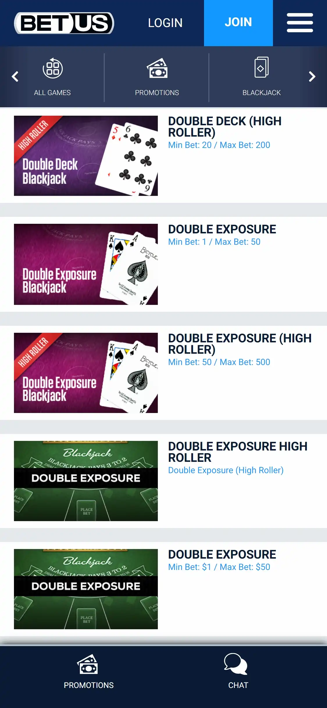 BetUS Casino Mobile Games Review