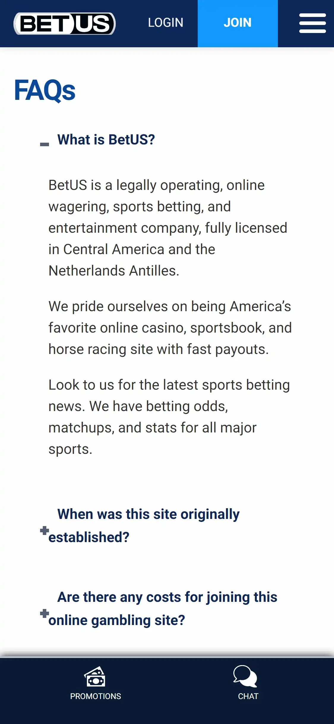 BetUS Casino Mobile Support Review