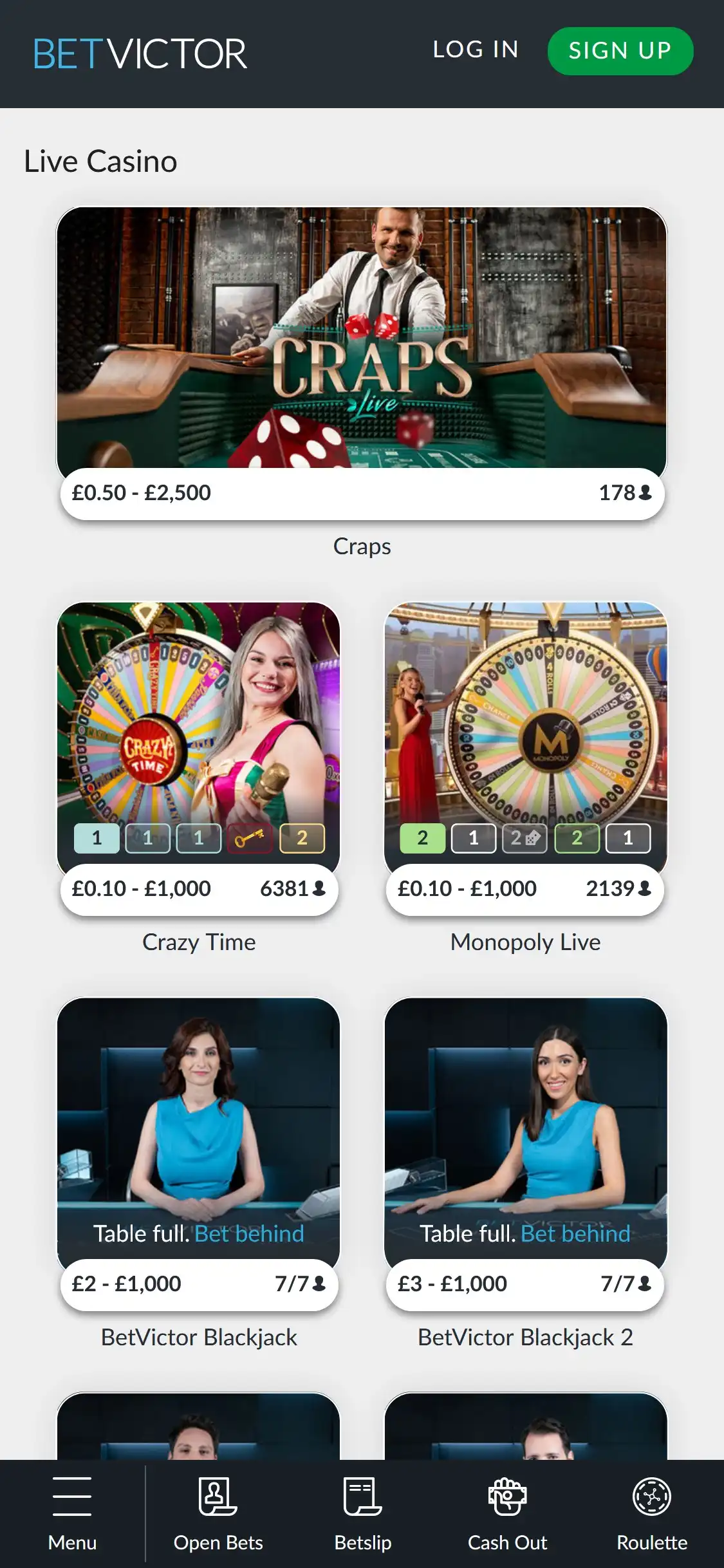 Bet Victor Casino Mobile Live Dealer Games Review