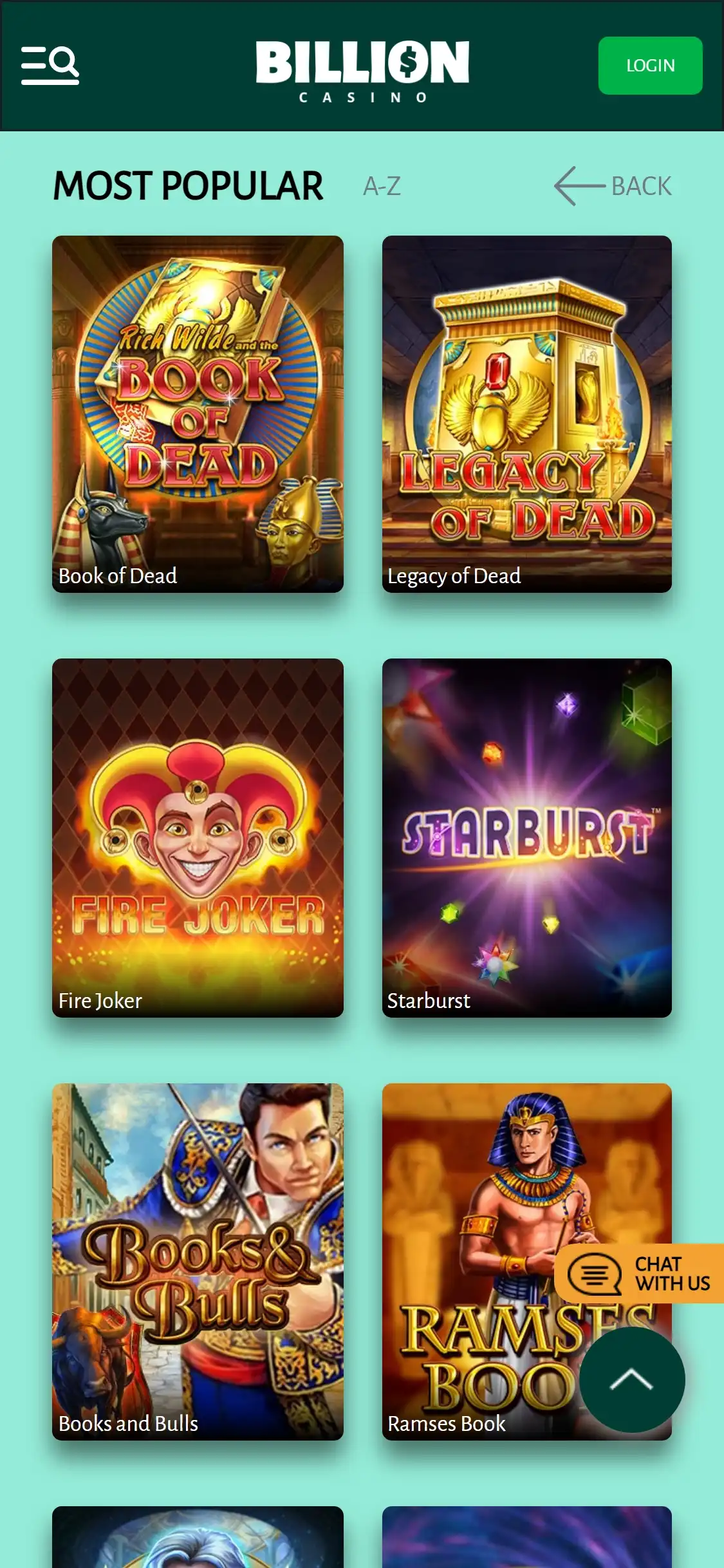 Billion Casino Mobile Games Review