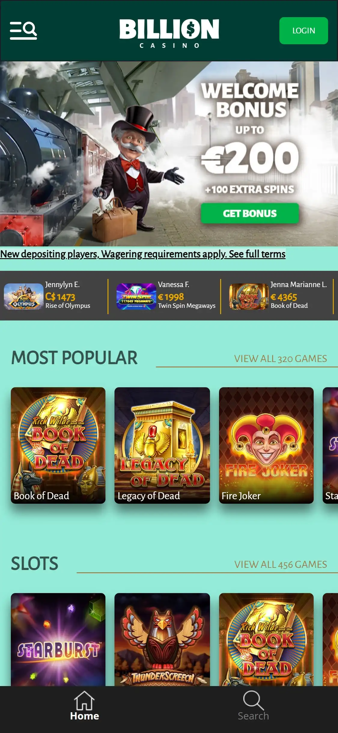 Billion Casino Mobile Review