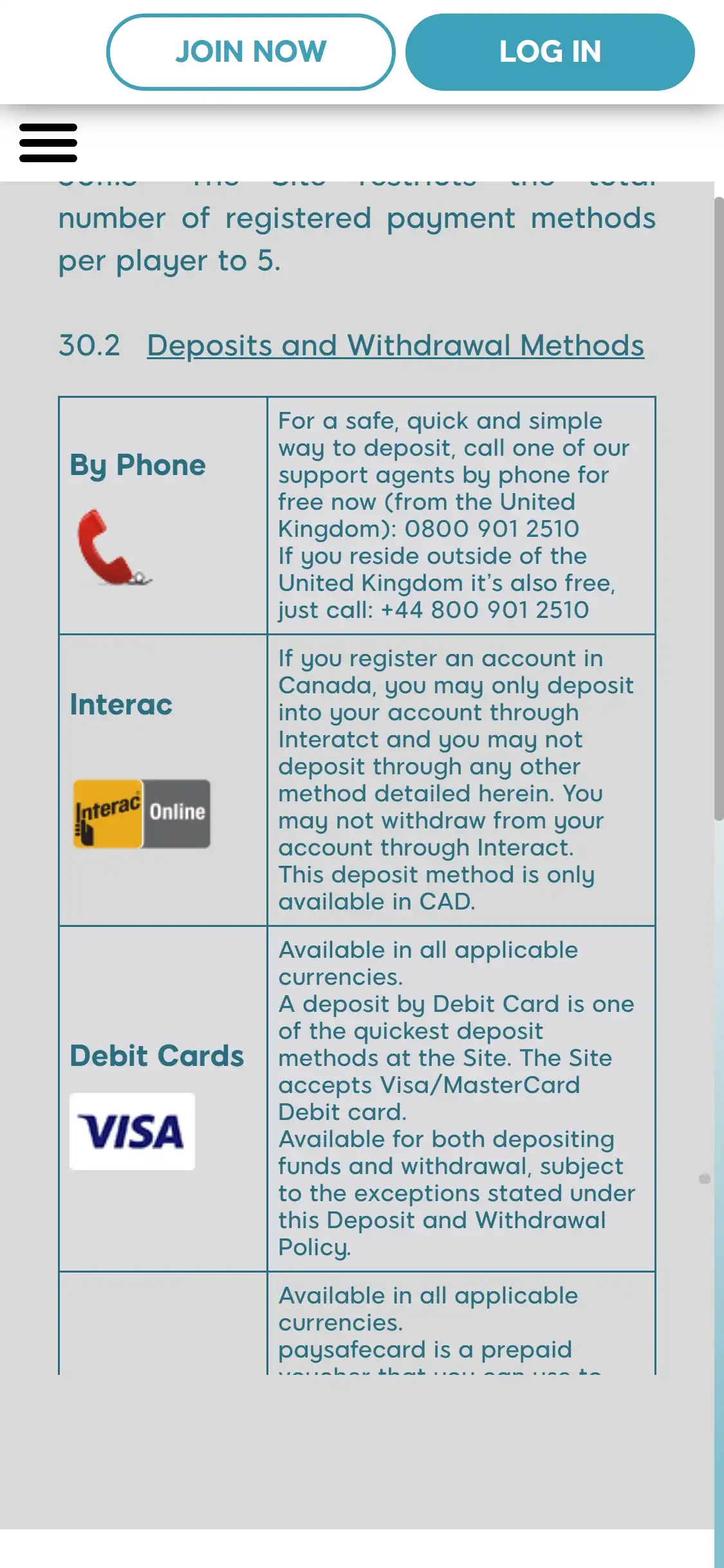Bingo Ireland Casino Mobile Payment Methods Review