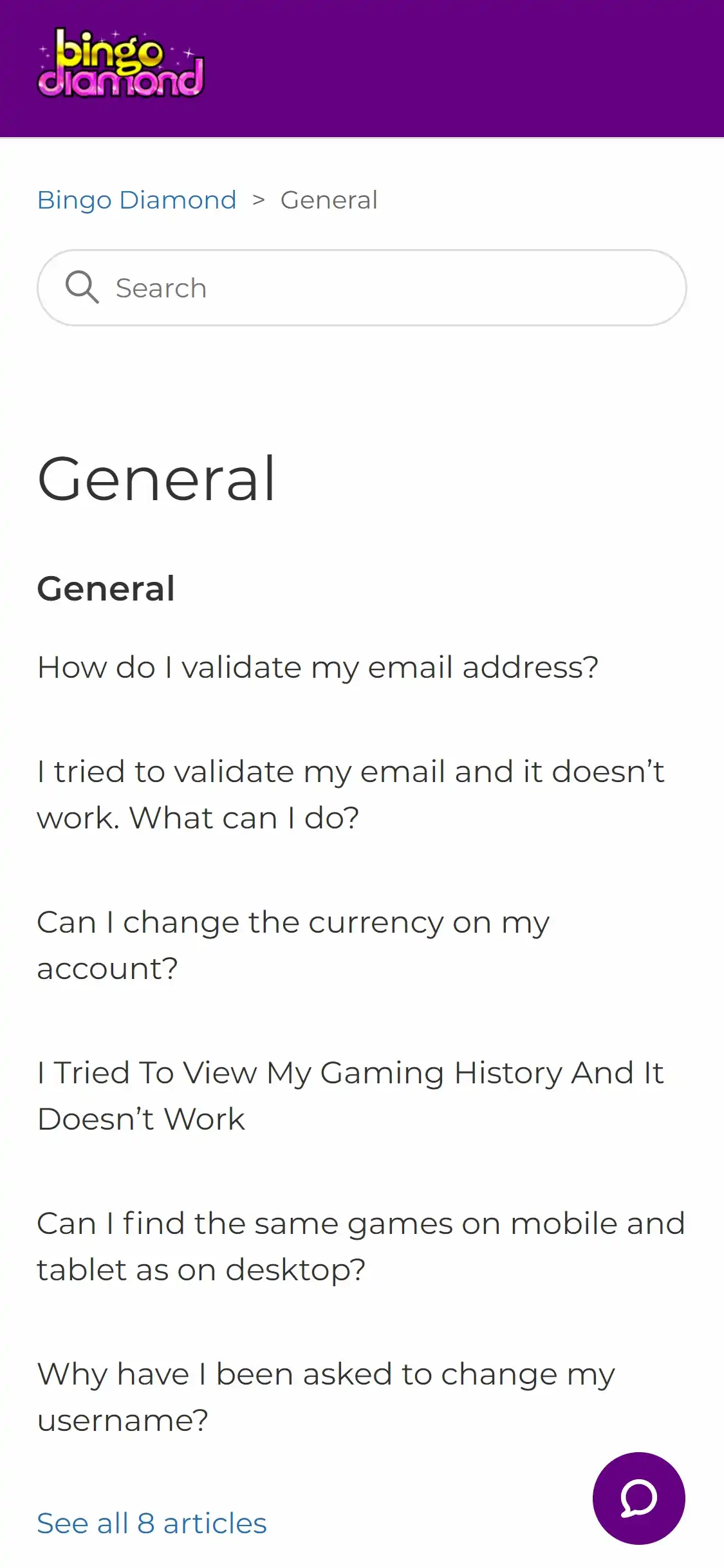 Bingo Diamond Casino Mobile Support Review