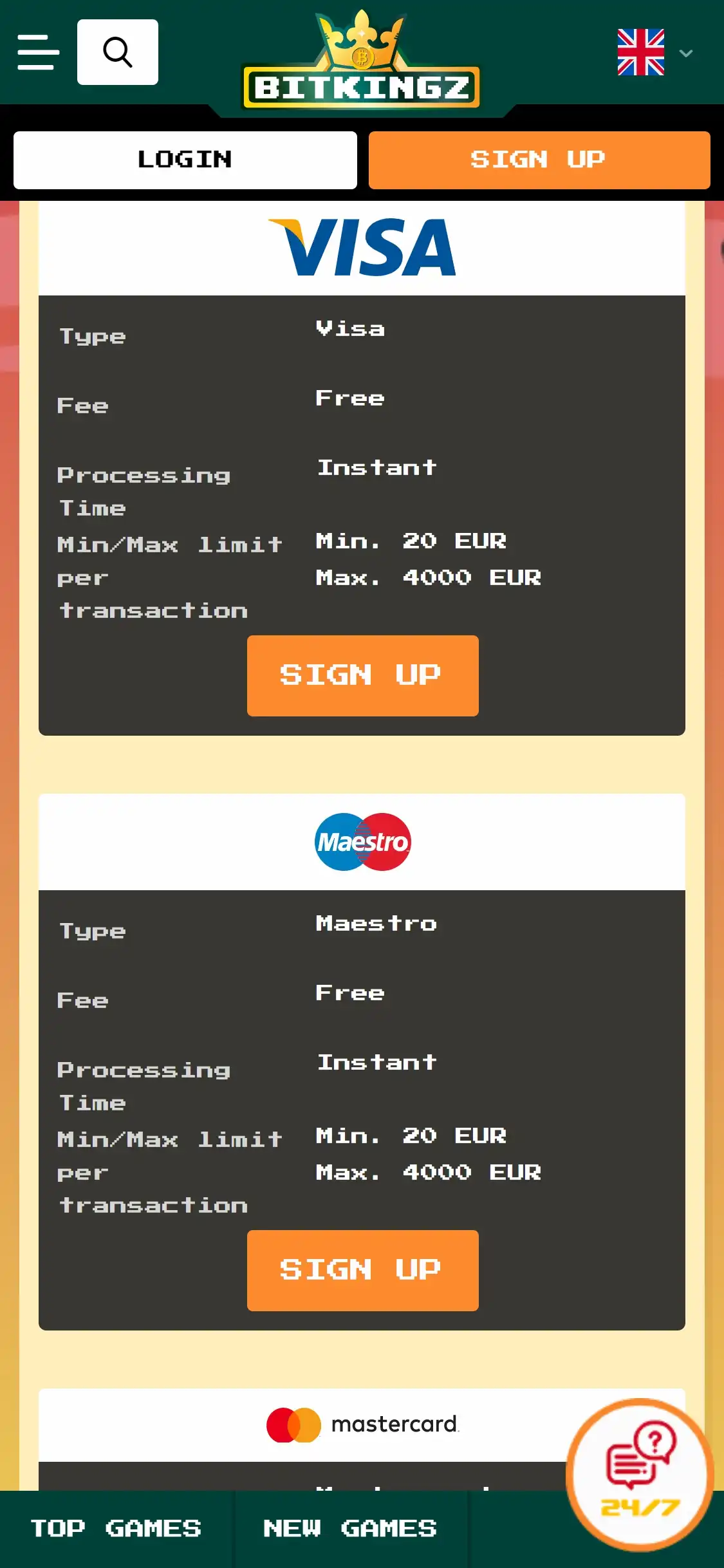 Bitkingz Casino Mobile Payment Methods Review