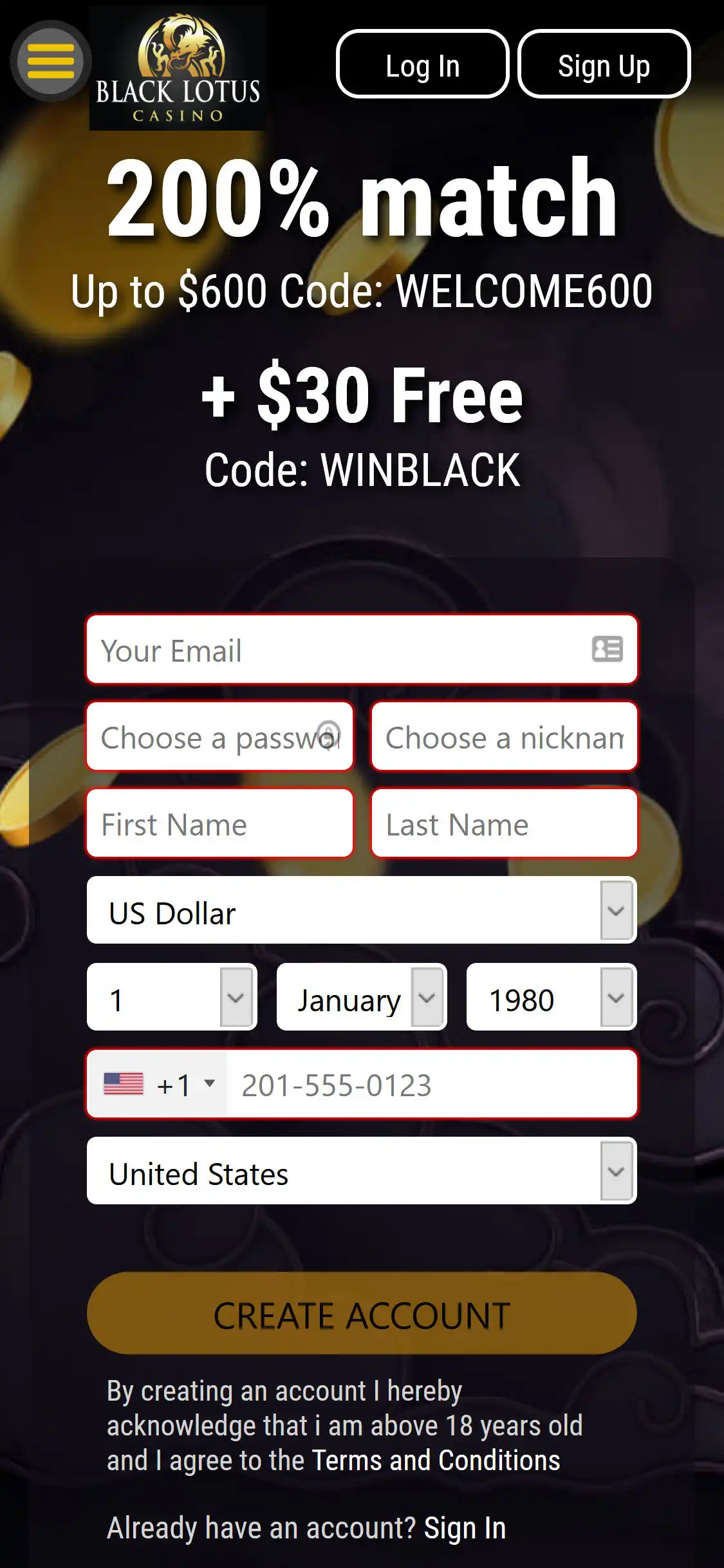 Black Lotus Casino Mobile Review