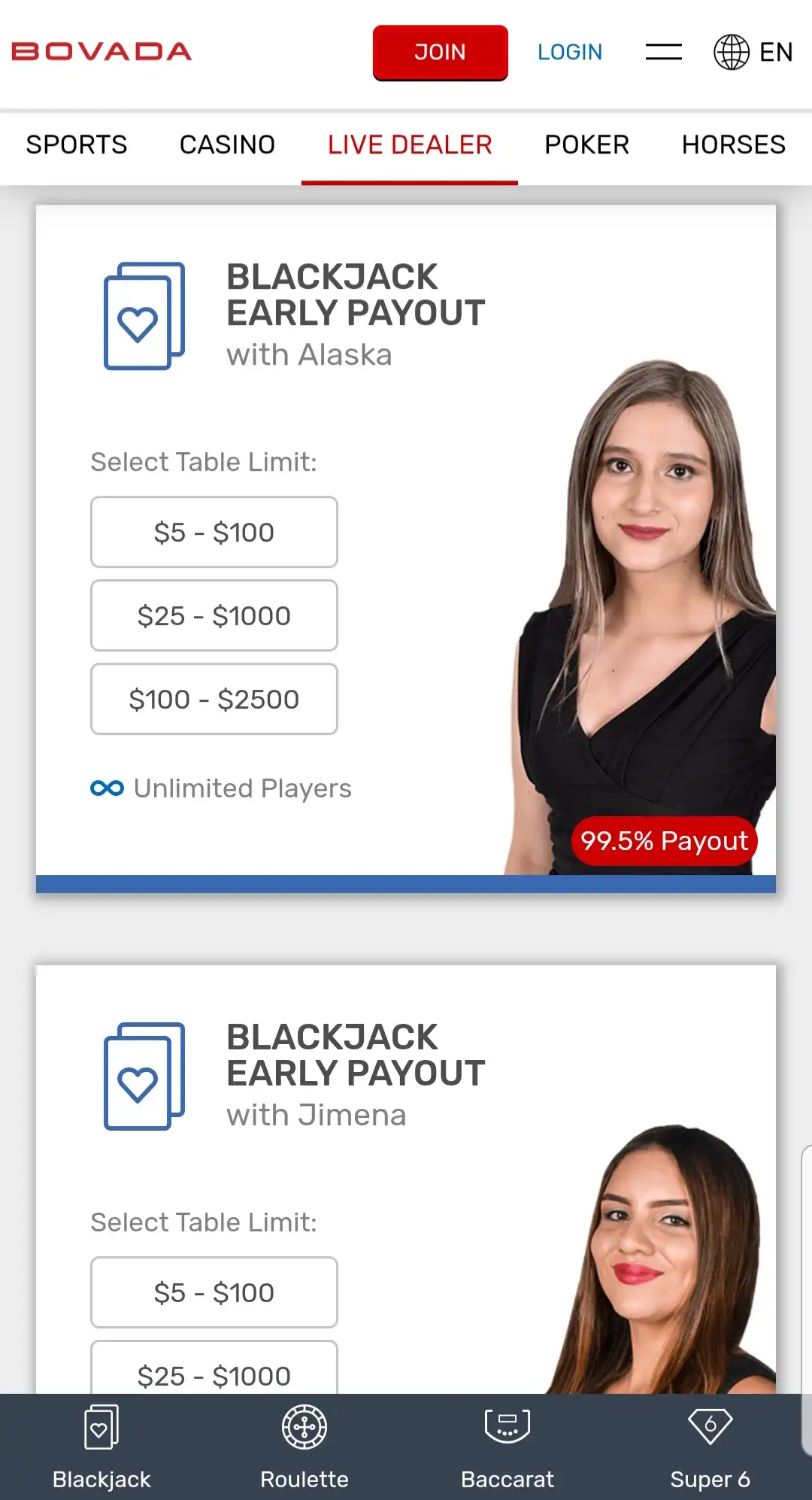 Bovada Casino Mobile Live Dealer Games Review