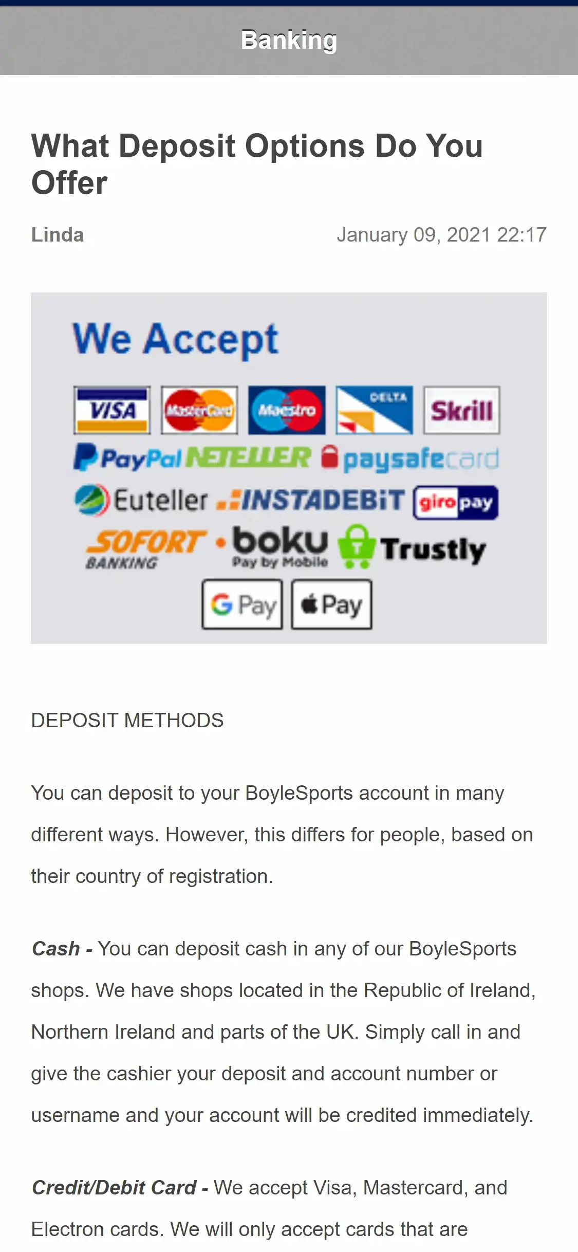 BoyleSports Casino Mobile Payment Methods Review