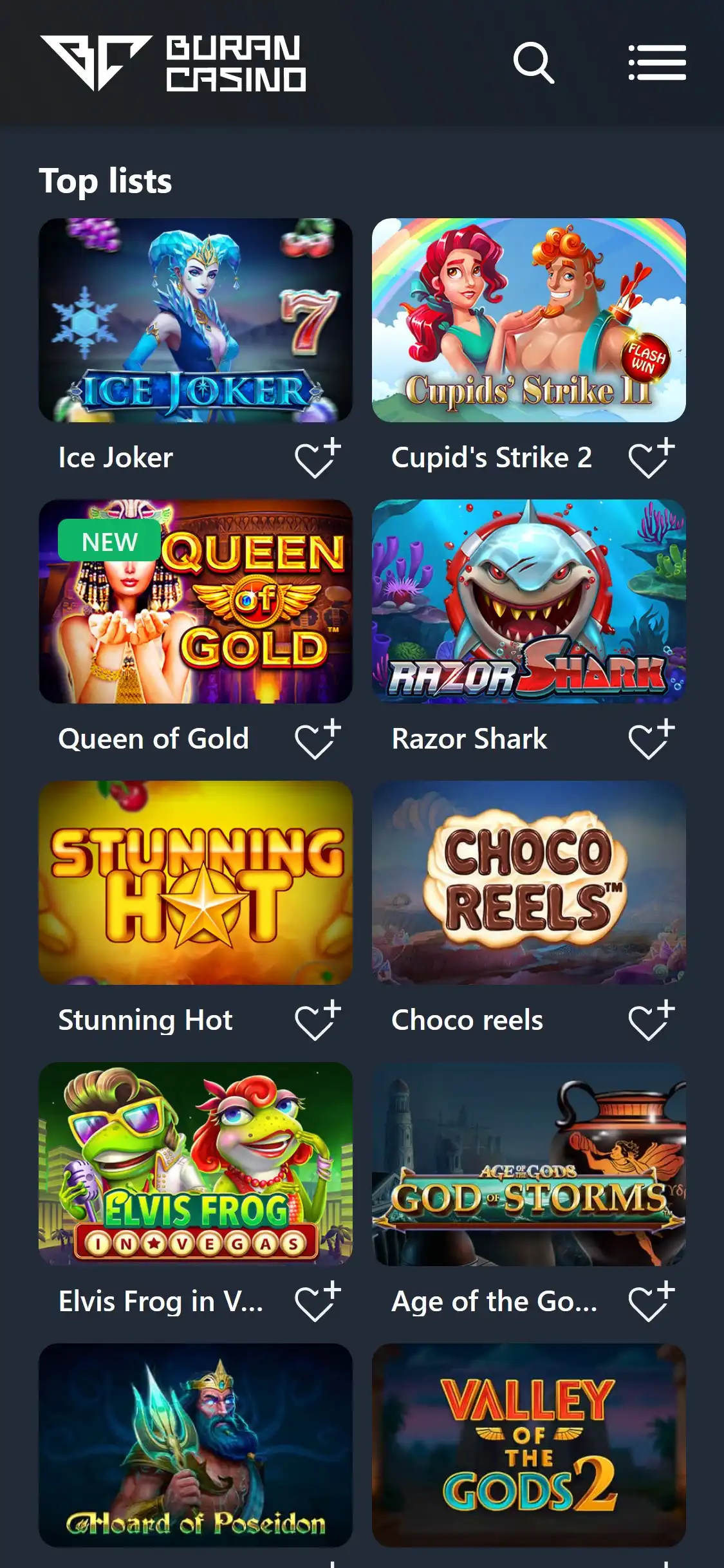 BuranCasino Mobile Games Review