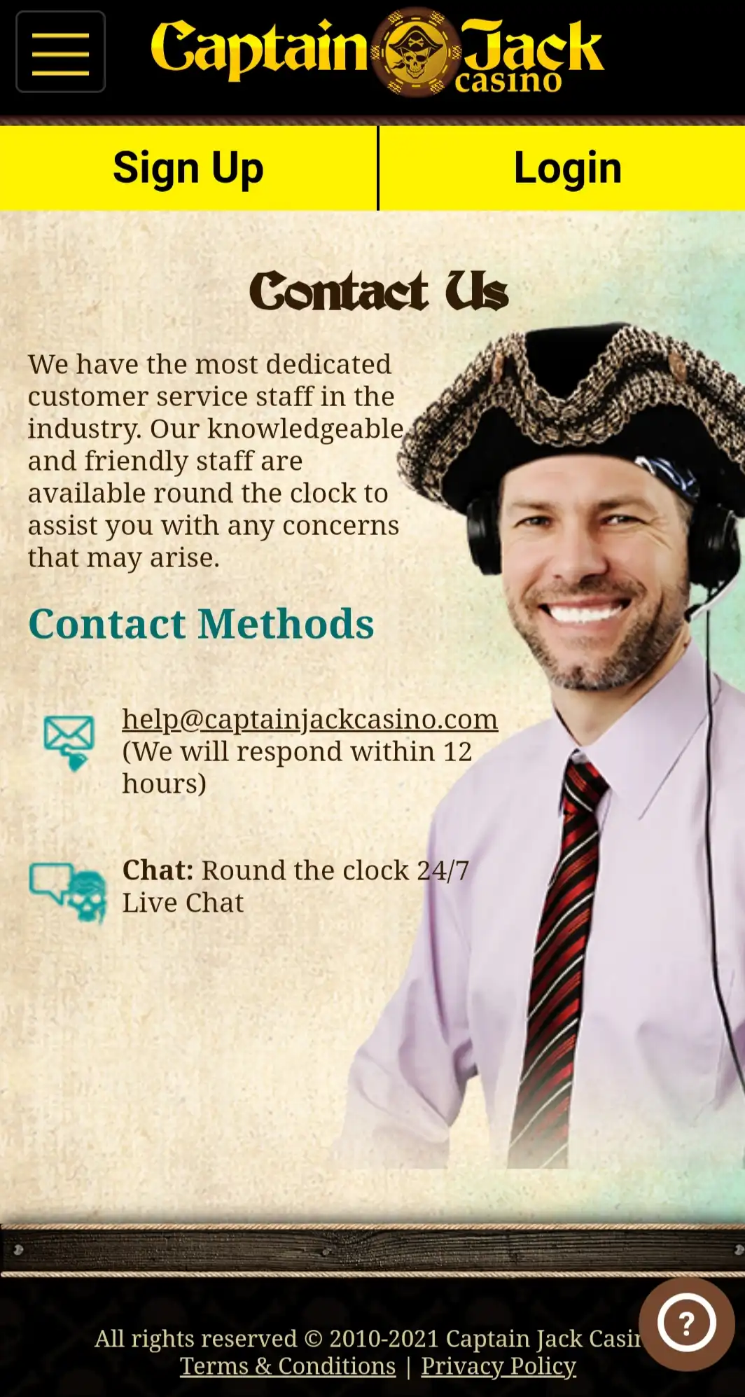 Captain Jack Casino Mobile Support Review