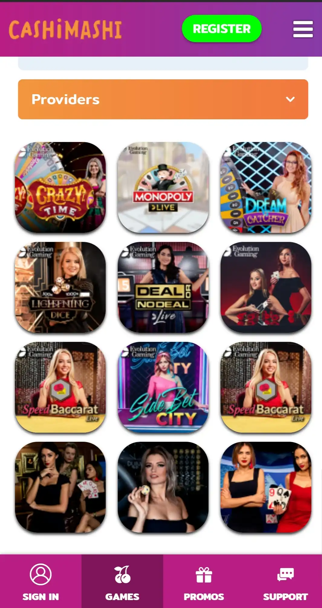 CashiMashi Casino Mobile Live Dealer Games Review