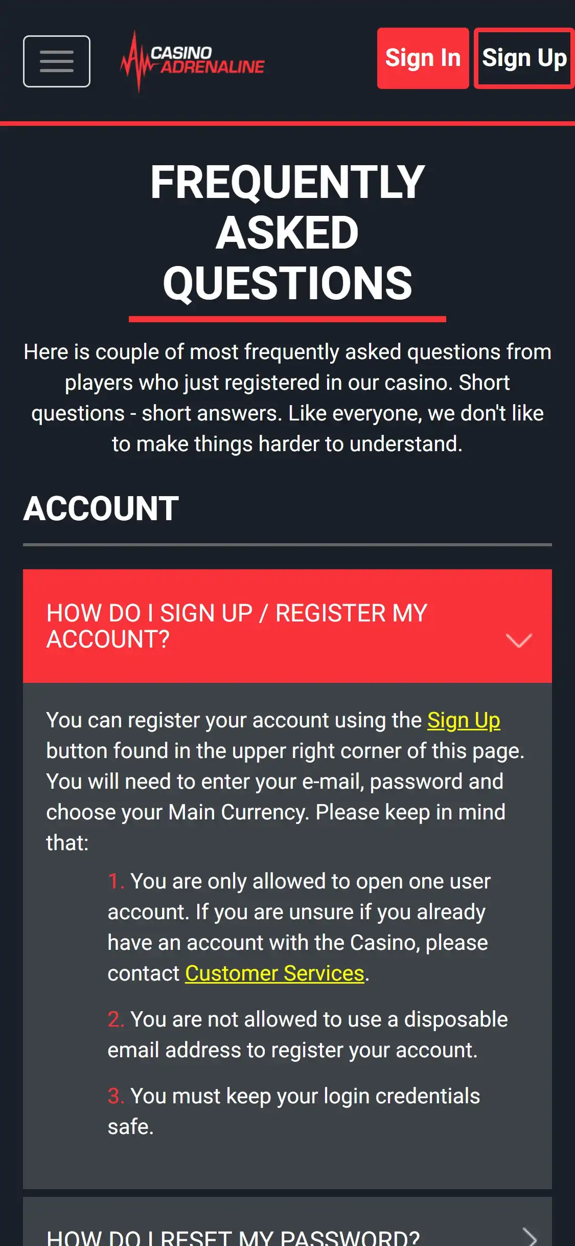 Casino Adrenaline Mobile Support Review