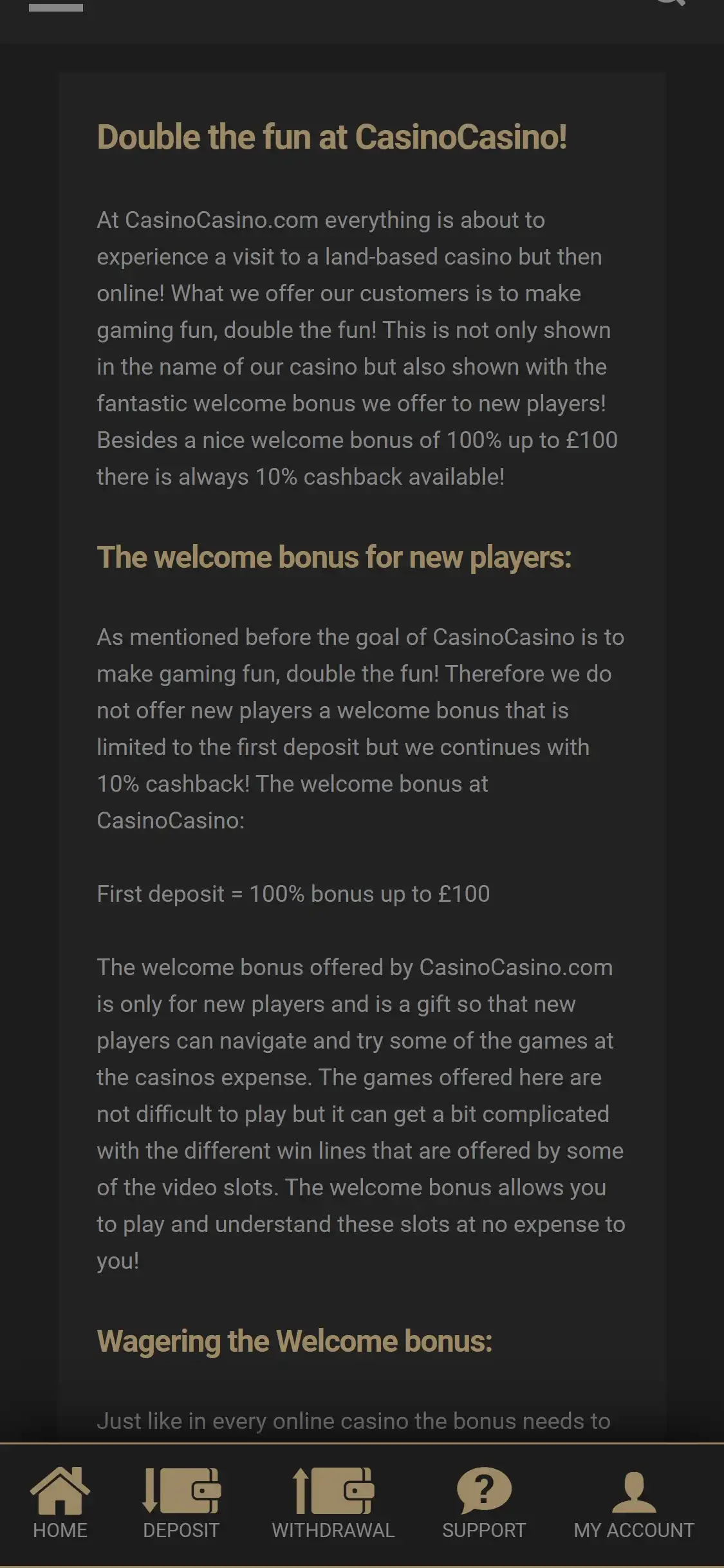 Casino Casino Mobile No Deposit Bonus Review