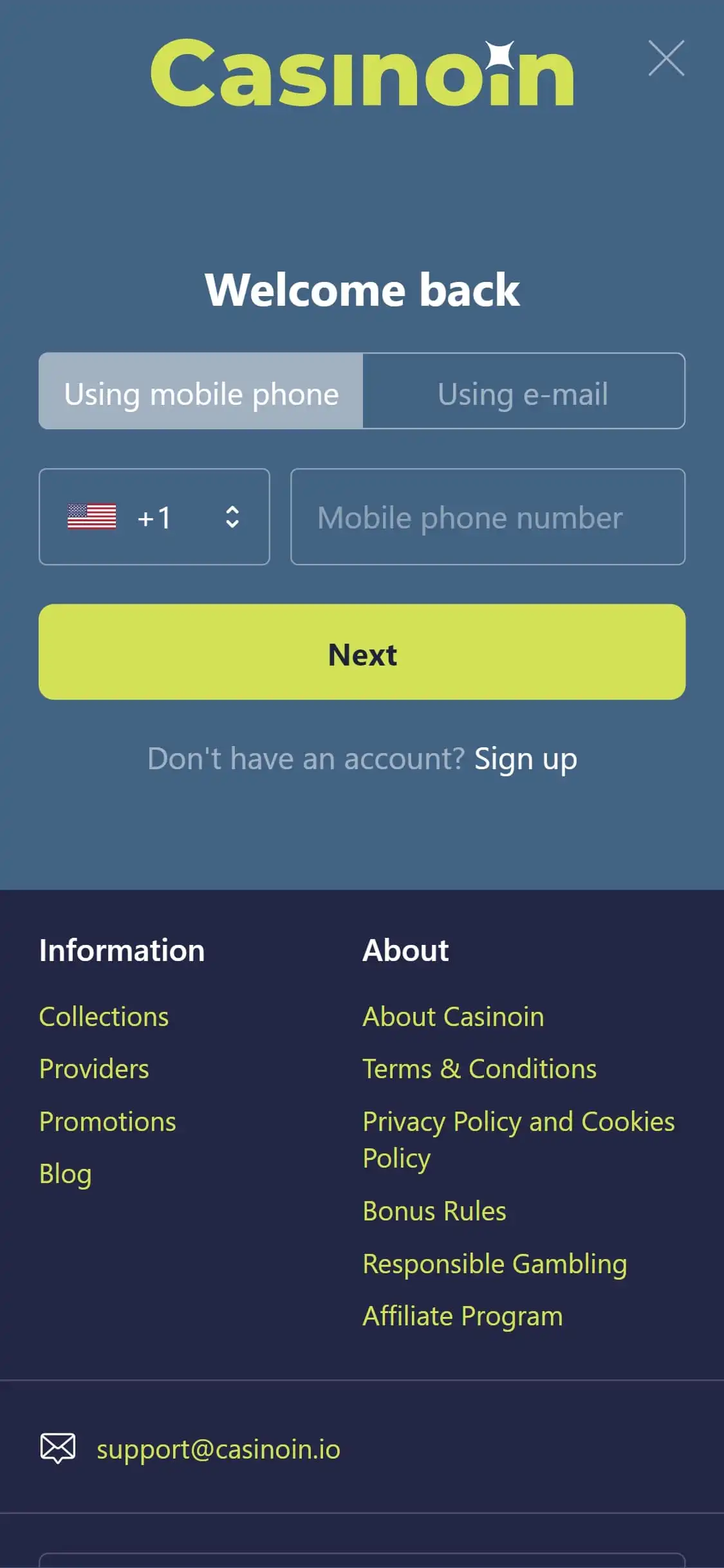 Casinoin Mobile Login Review