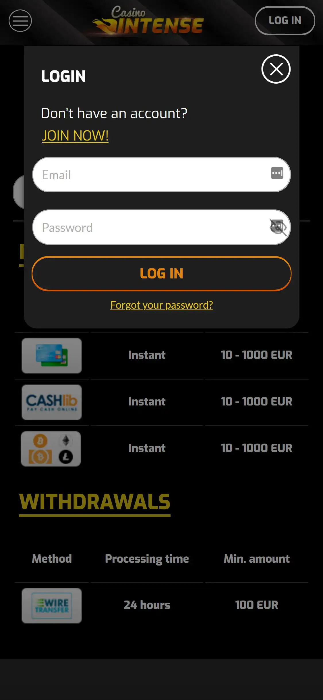 Casino Intense Mobile Login Review