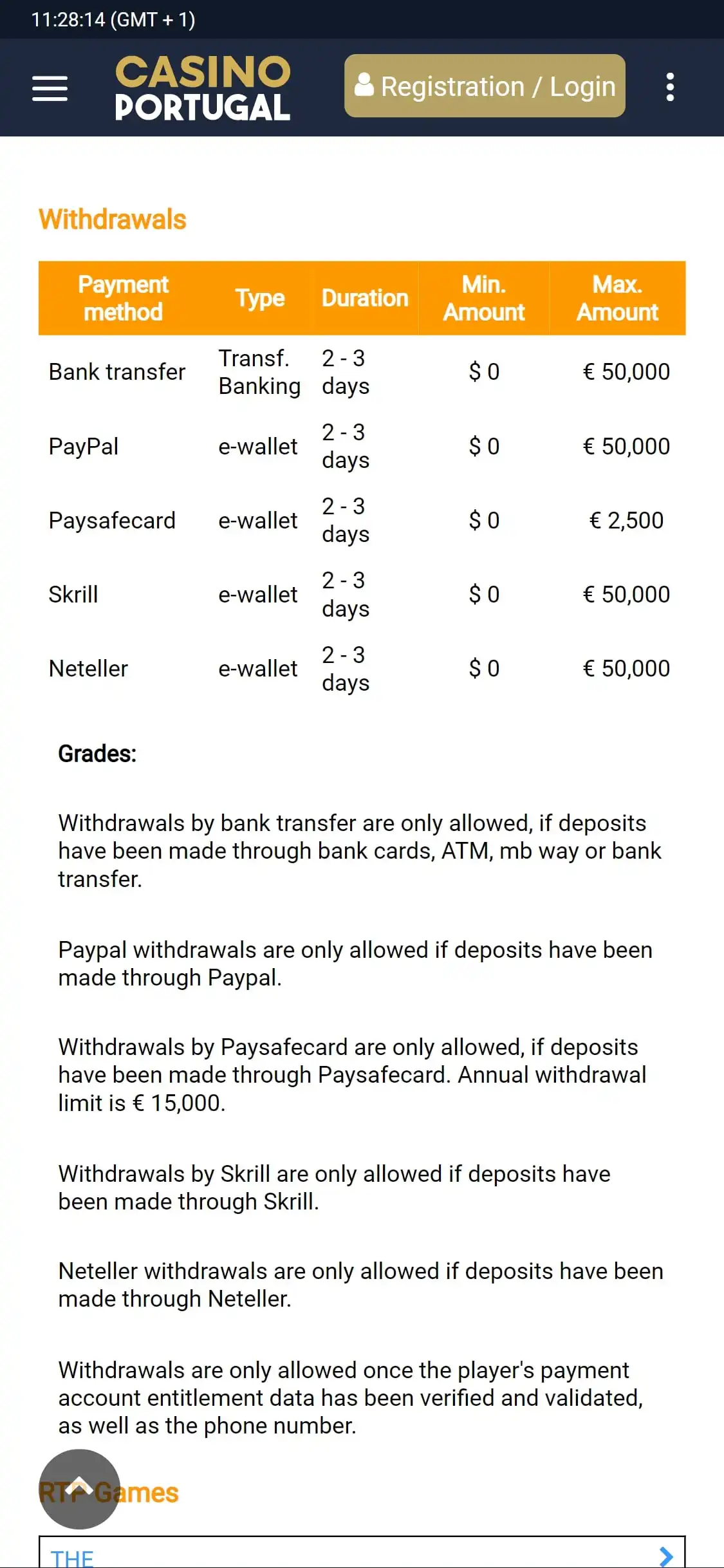 Casino Portugal Mobile Payment Methods Review