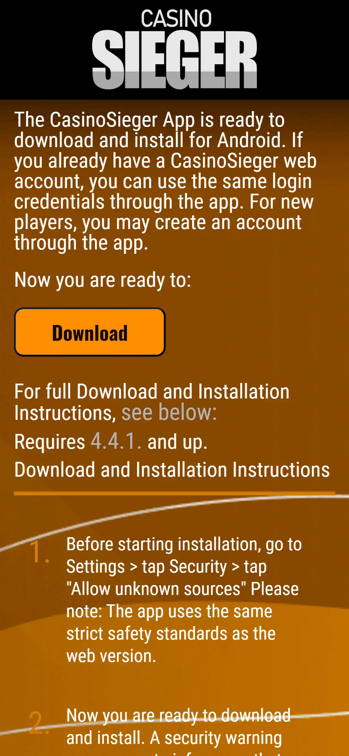 CasinoSieger Mobile App Review