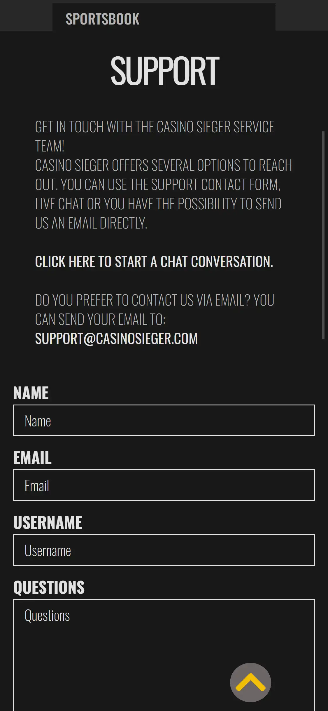 CasinoSieger Mobile Support Review
