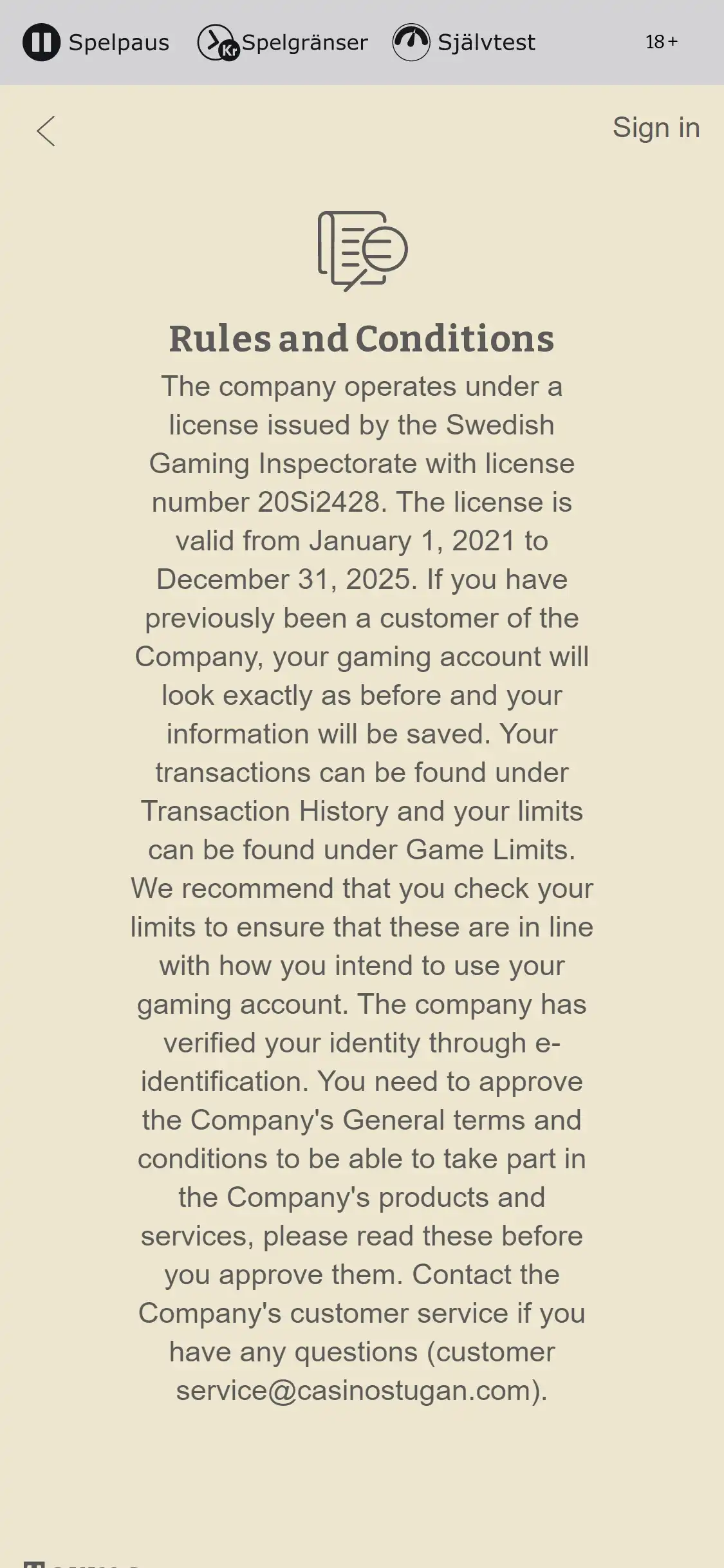 Casinostugan Mobile Support Review
