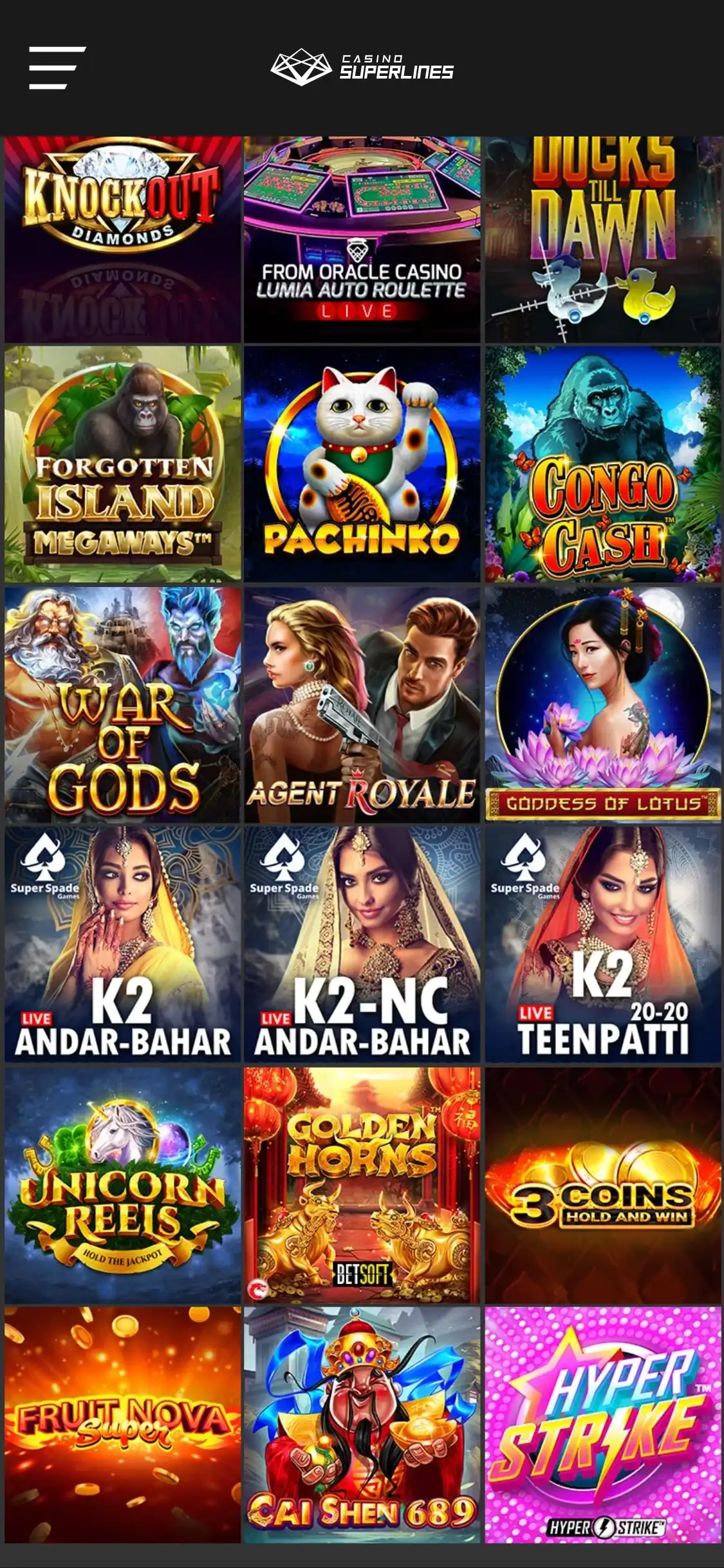 Casino Superlines Mobile Games Review