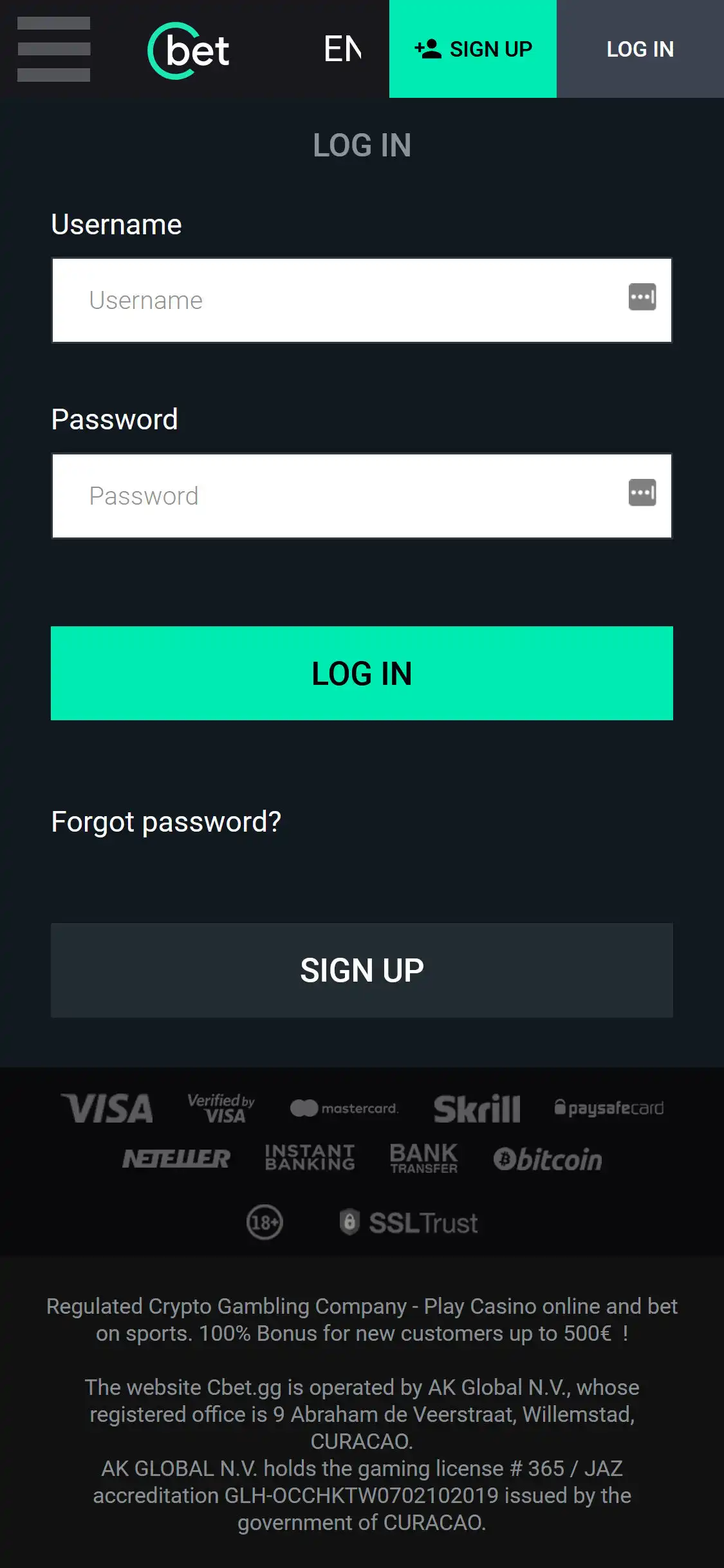 Cbet Casino Mobile Login Review
