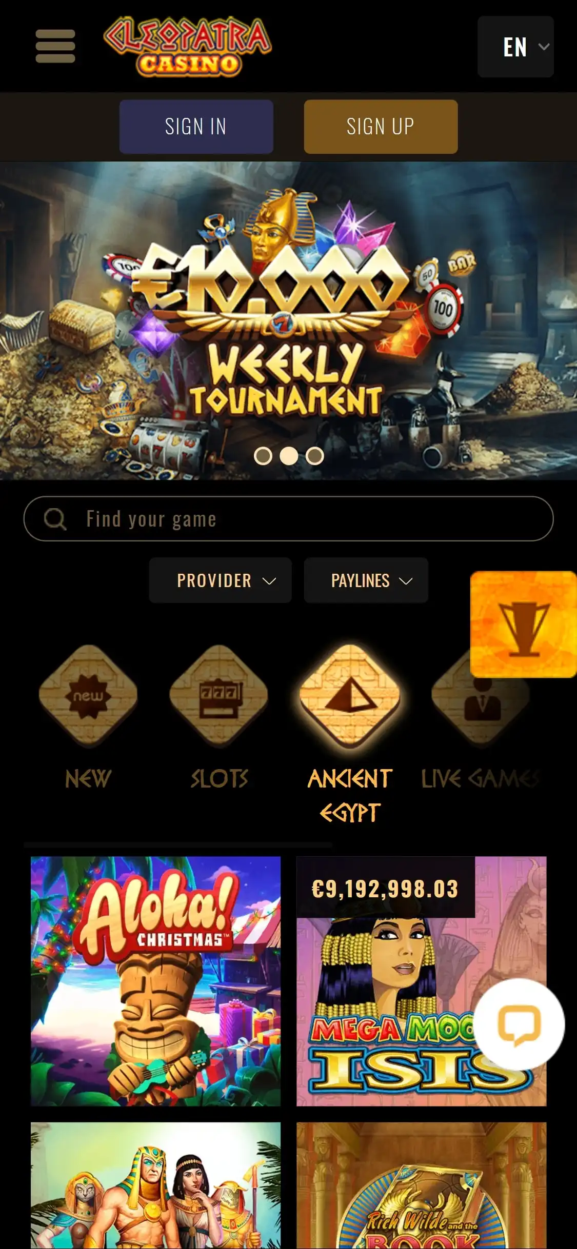 Cleopatra Casino Mobile Review