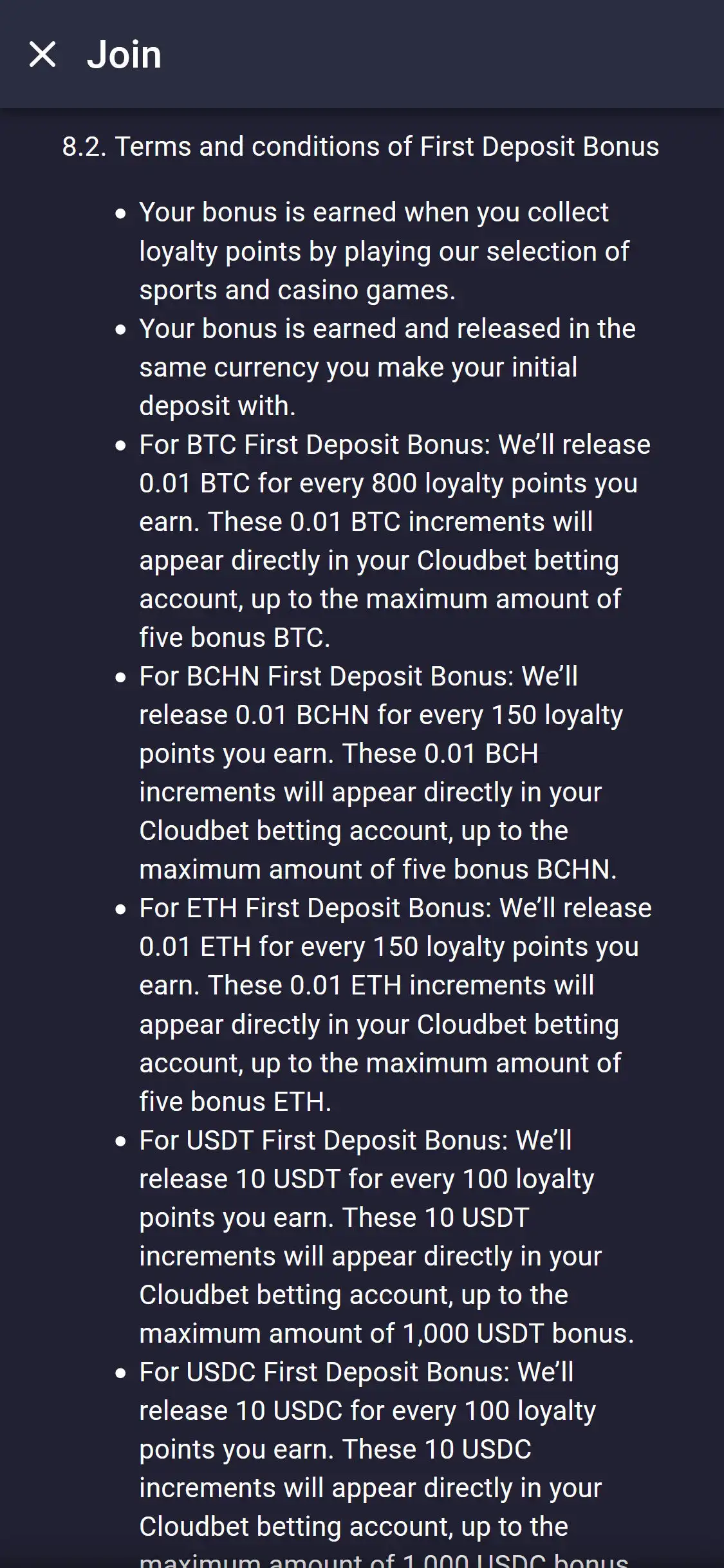 Cloudbet Casino Mobile Payment Methods Review