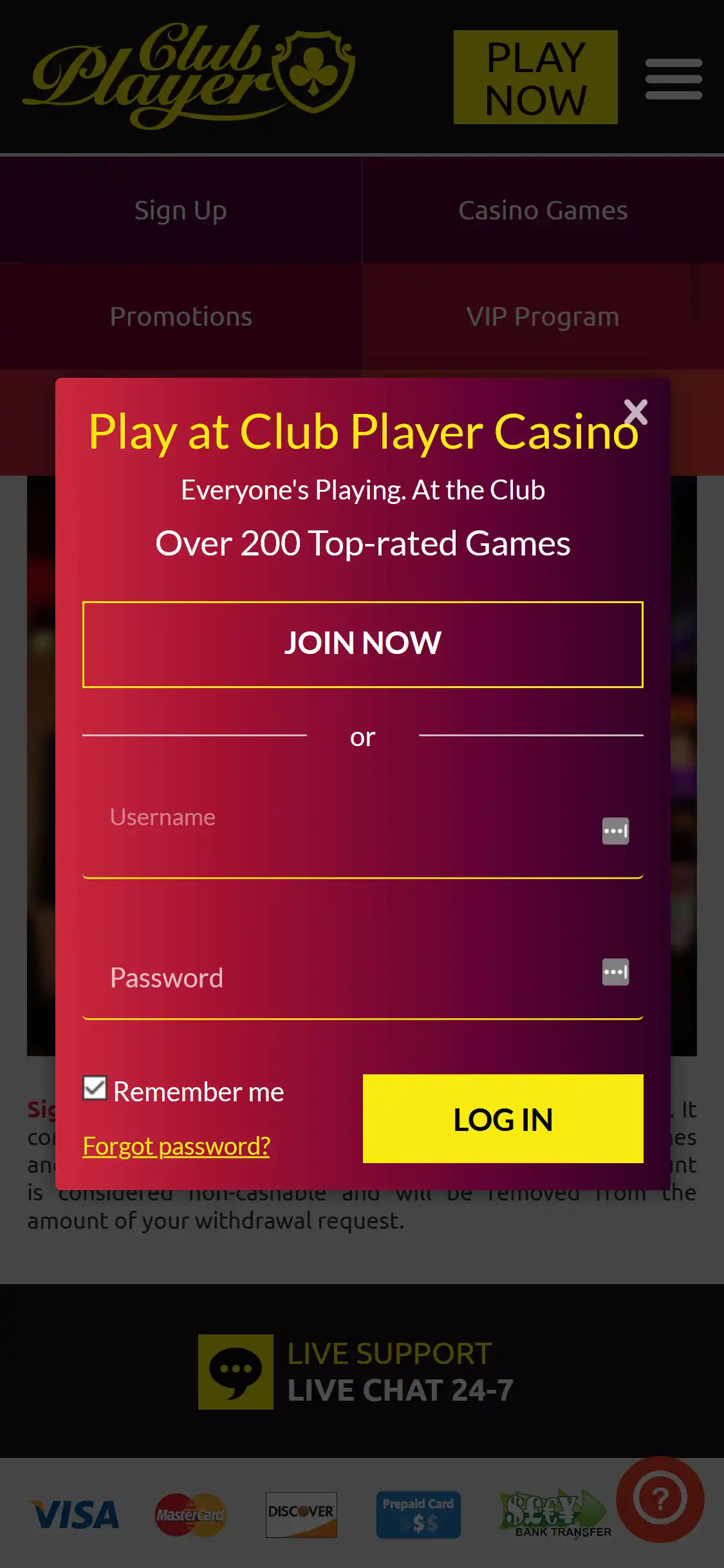 Club Player Casino Mobile Login Review