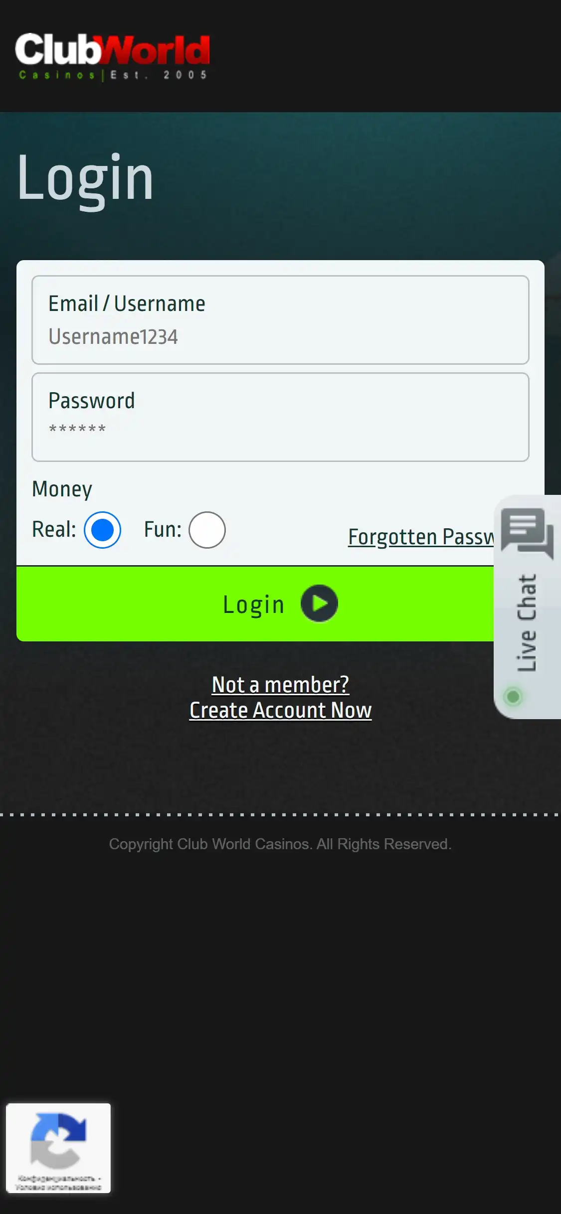 Club World Casinos Mobile Login Review