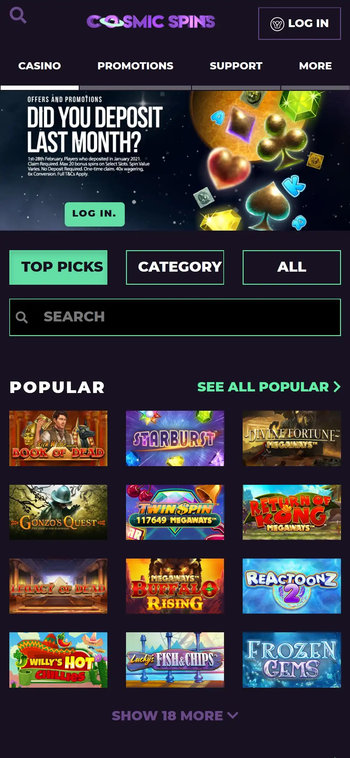 Cosmic Spins Casino Mobile Review