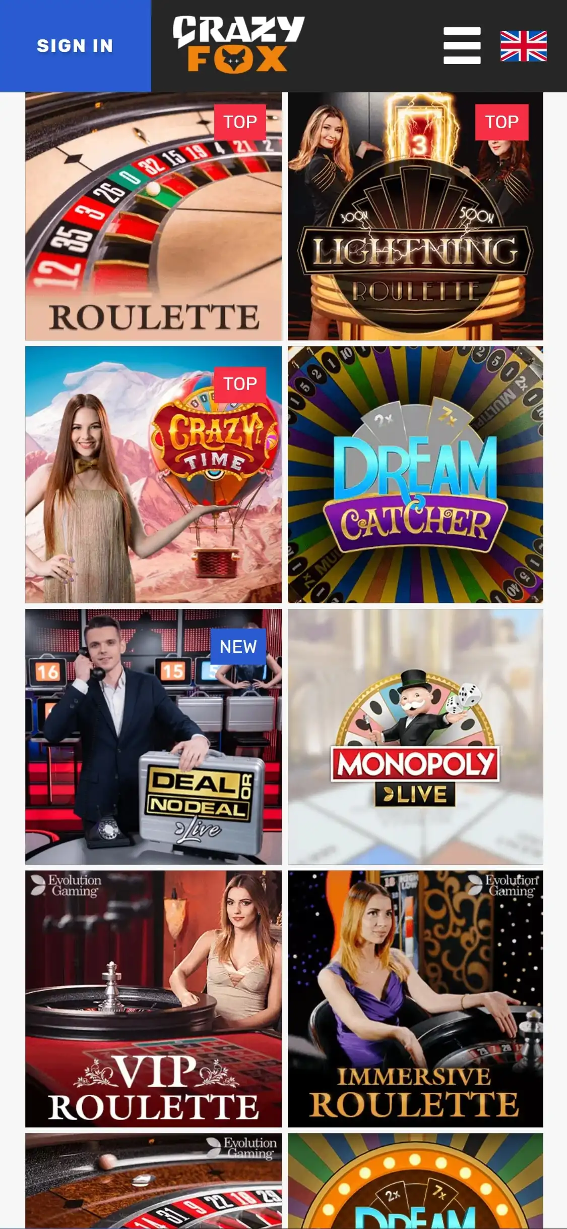 Crazy Fox Mobile Live Dealer Games Review