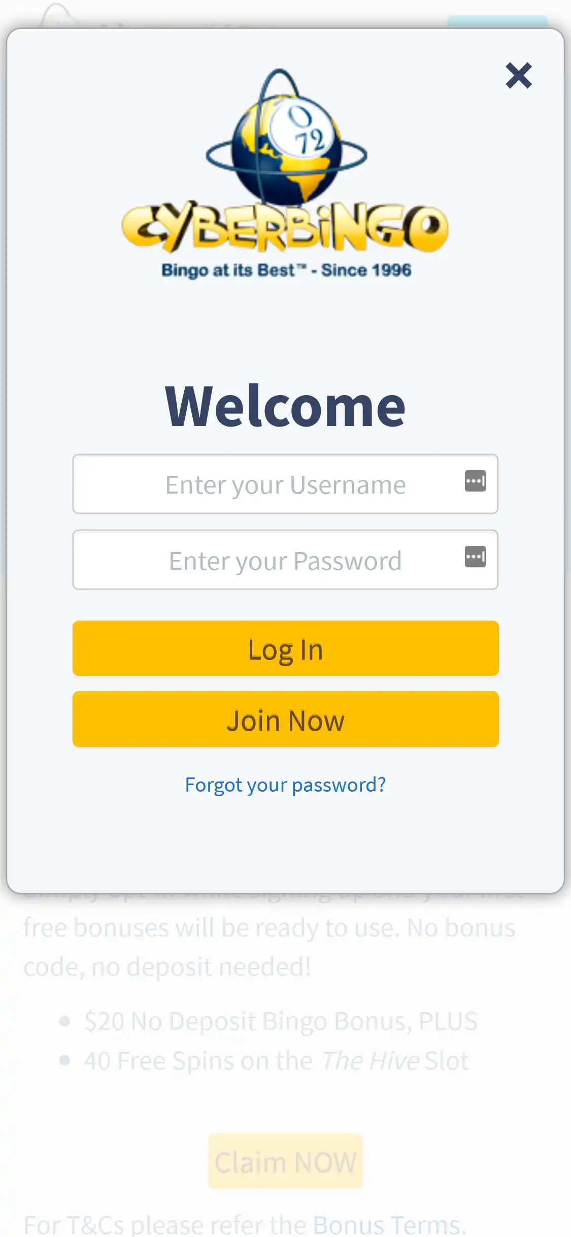 CyberBingo Casino Mobile Login Review